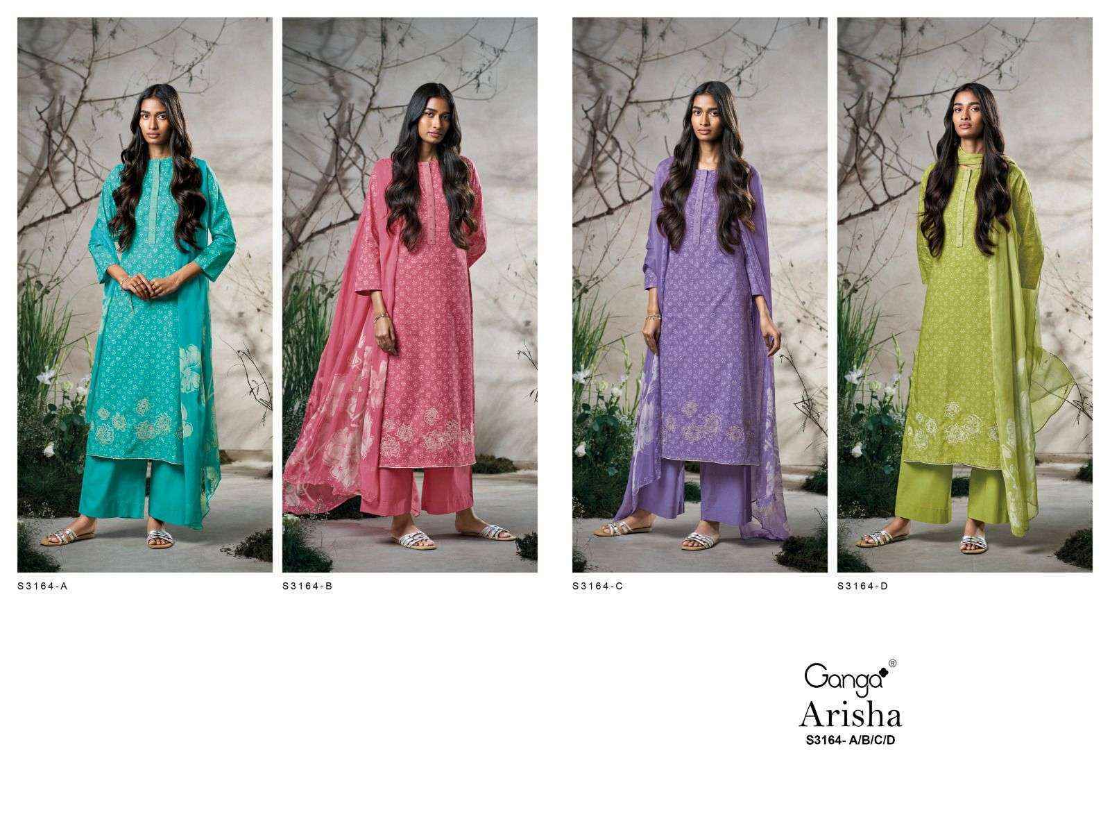 Ganga Arisha 3164 Cotton Dress Material Wholesale Price  ( 4 Pcs Catalog )