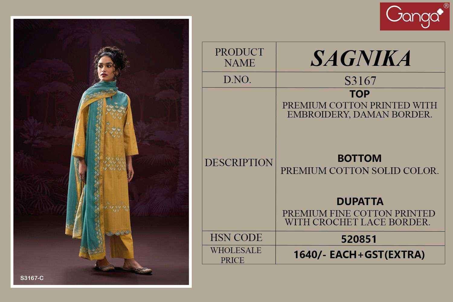 Ganga Sagnika 3167 Cotton Dress Material Wholesale Price ( 4 Pcs Catalog )