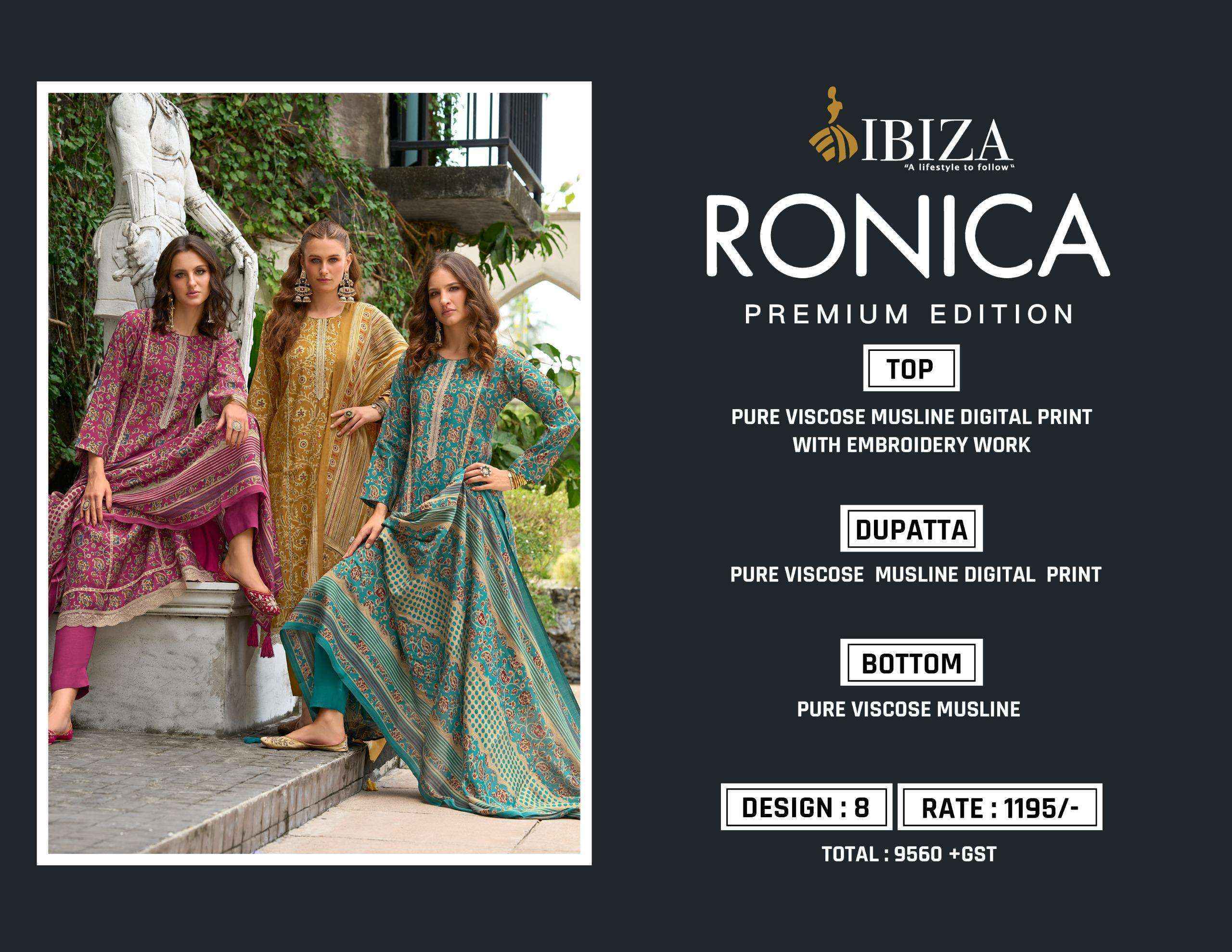 Ibiza Ronica Viscouse Dress Material Wholesale Price ( 8 Pcs Catalog )