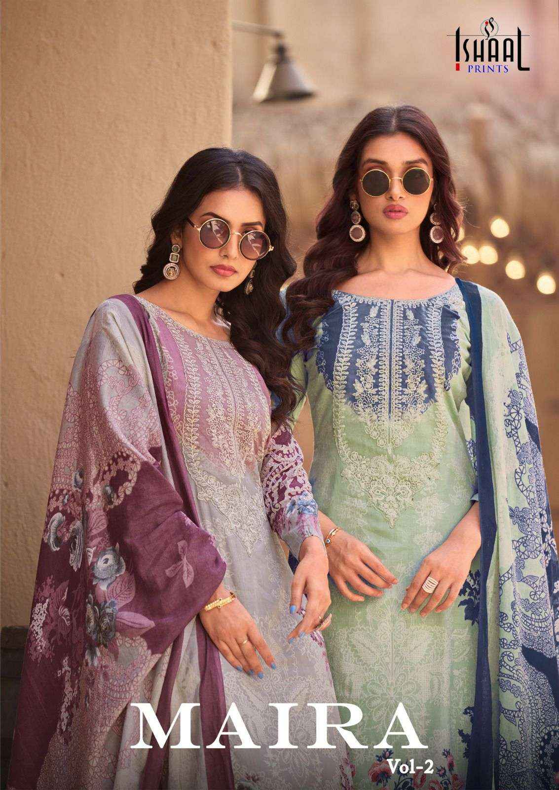 ISHAAL PRINTS MARIA VOL 2 LAWN COTTON FANCY SUIT DRESS MATERIAL MATERIAL WHOLESALE PRICE ( 8 PCS CATALOG )