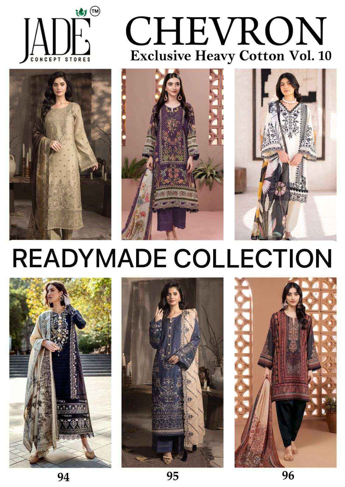 JADE CHEVRON EXCLUSIVE HEAVY COTTON VOL 10 READYMADE KURTI WHOLESALE PRICE ( 6 PCS CATALOG )