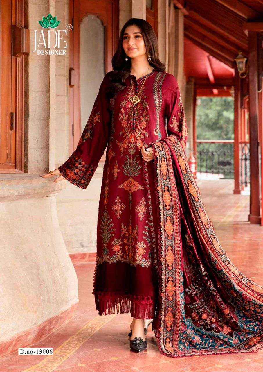 JADE CRIMSON EXCLUSIVE HEAVY LAWN COLLECTION VOL 13 LAWN COTTON SUIT DRESS MATERIAL WHOLESALE PRICE ( 6 PCS CATALOG )