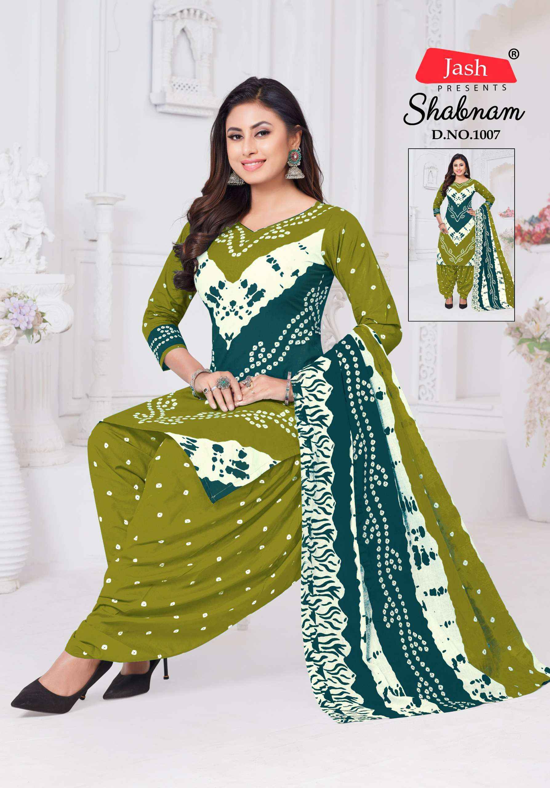 JASH SABNAM COTTON BANDHANI PRINT PATIYALA SALWAR KAMEEZ WHOLESALE PRICE ( 10 PCS CATALOG )