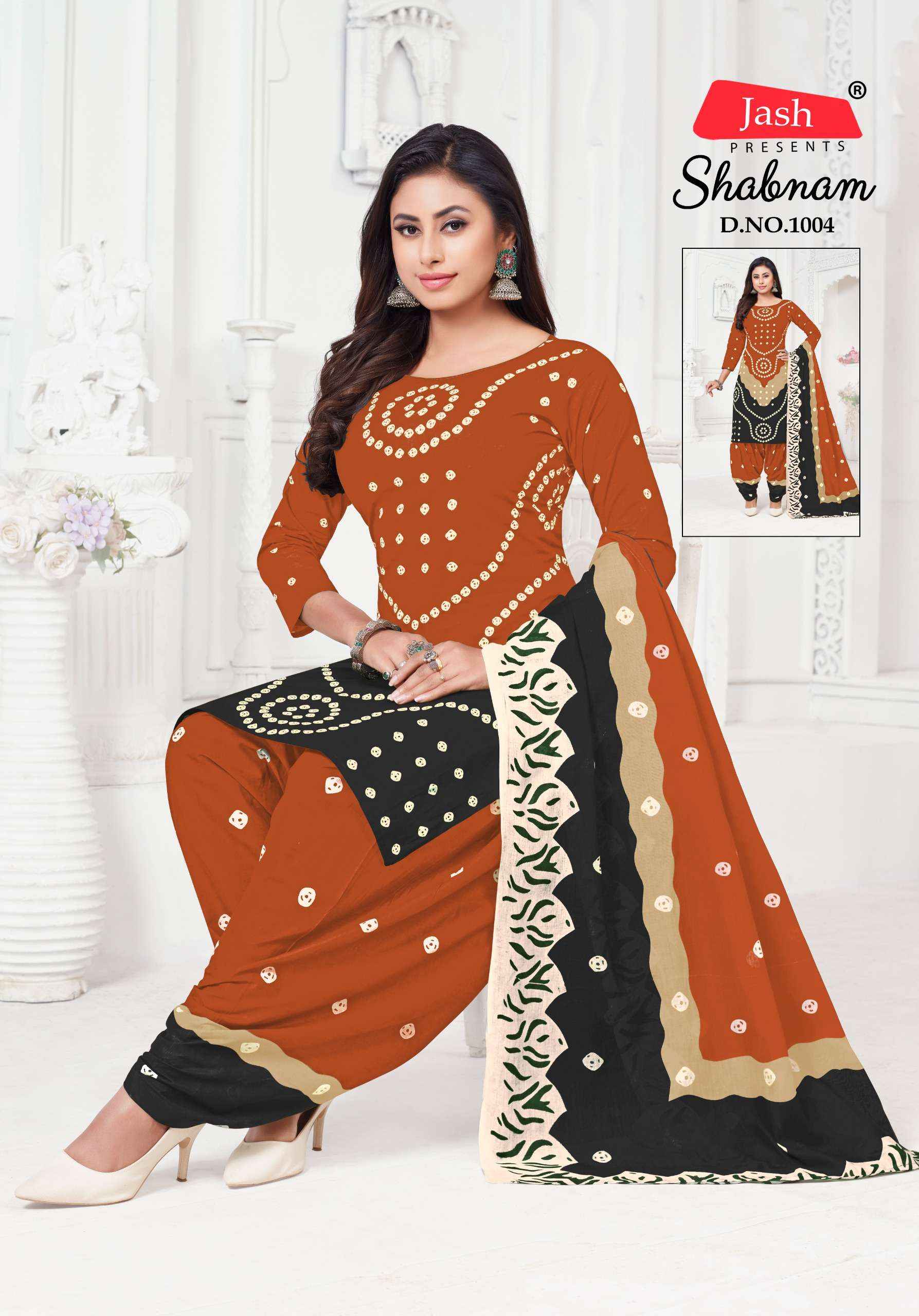 JASH SABNAM COTTON BANDHANI PRINT PATIYALA SALWAR KAMEEZ WHOLESALE PRICE ( 10 PCS CATALOG )