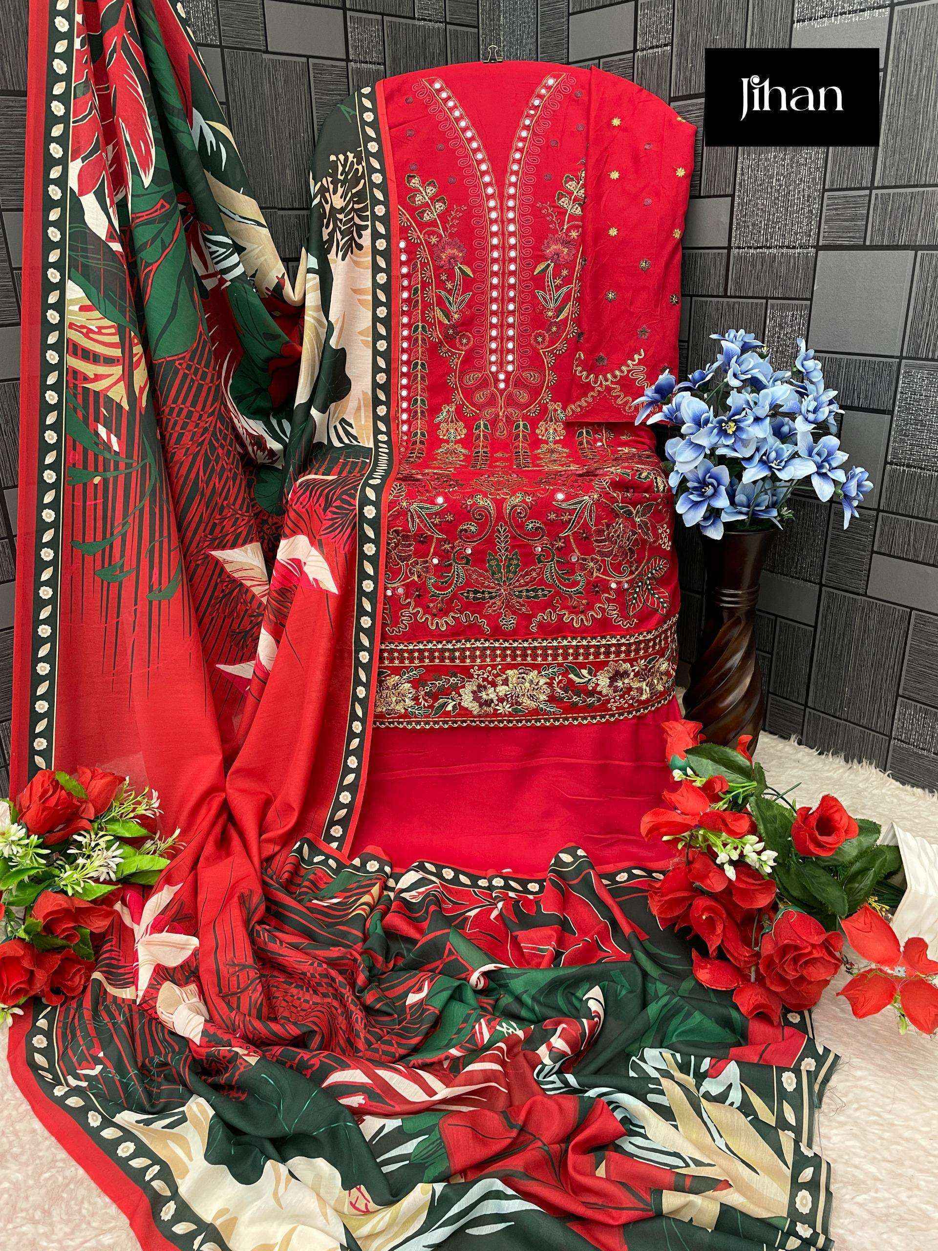 Jihan Riwayat Luxury Lawn Collection Rayon Dress Material Wholesale Price ( 2 Pcs Catalog )