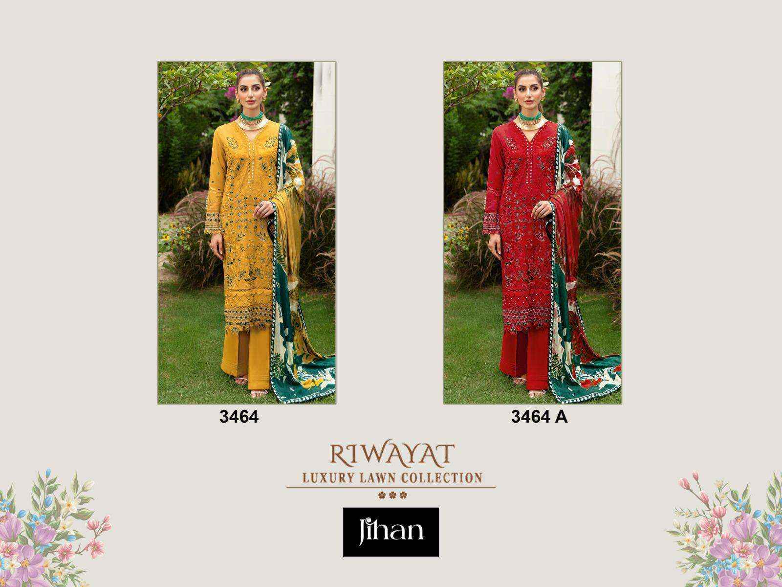 Jihan Riwayat Luxury Lawn Collection Rayon Dress Material Wholesale Price ( 2 Pcs Catalog )