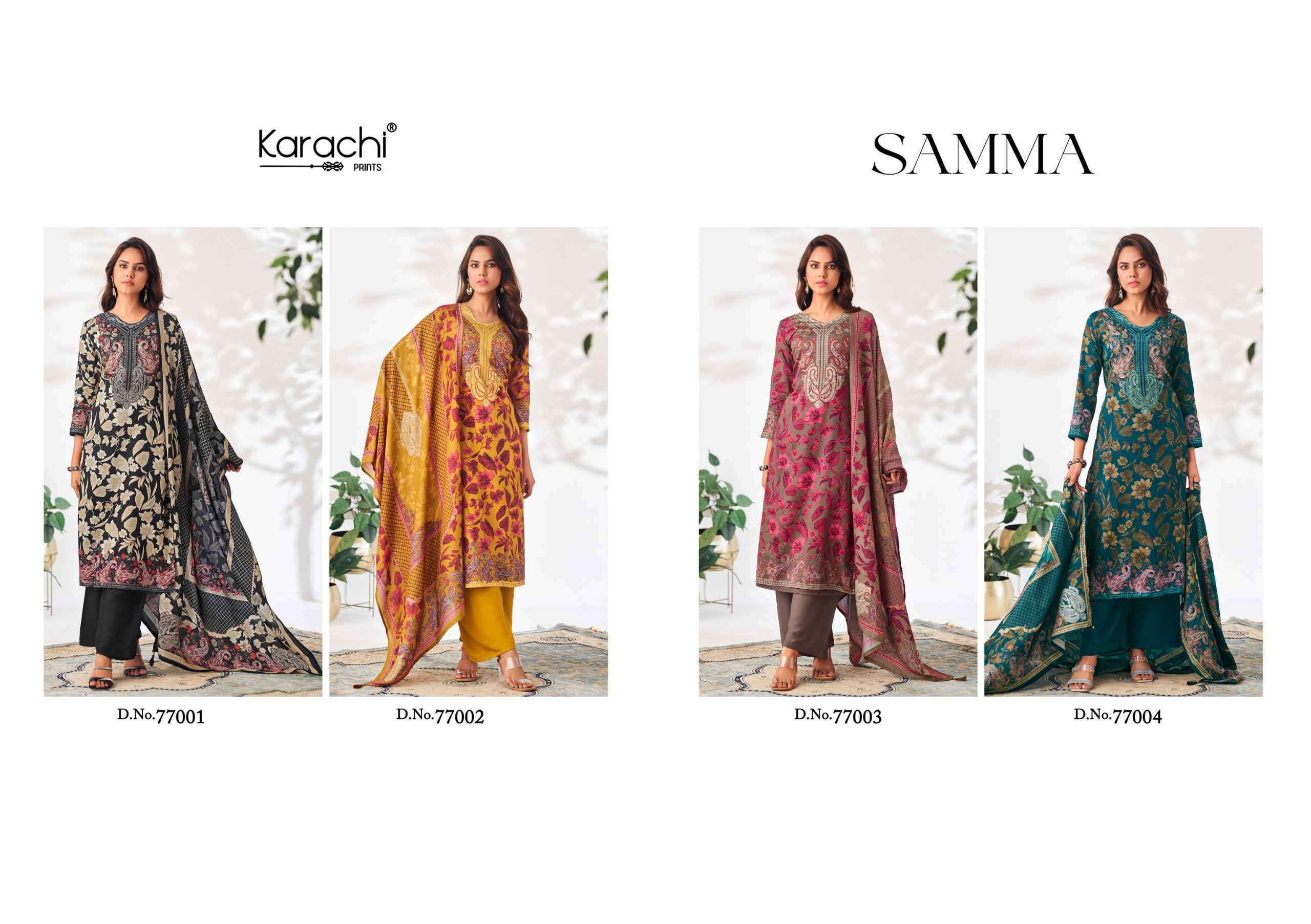 Karachi Prints Kesar Samma New Design Zam Satin Suit Dress Material Wholesale Price ( 4 Pcs Catalog )