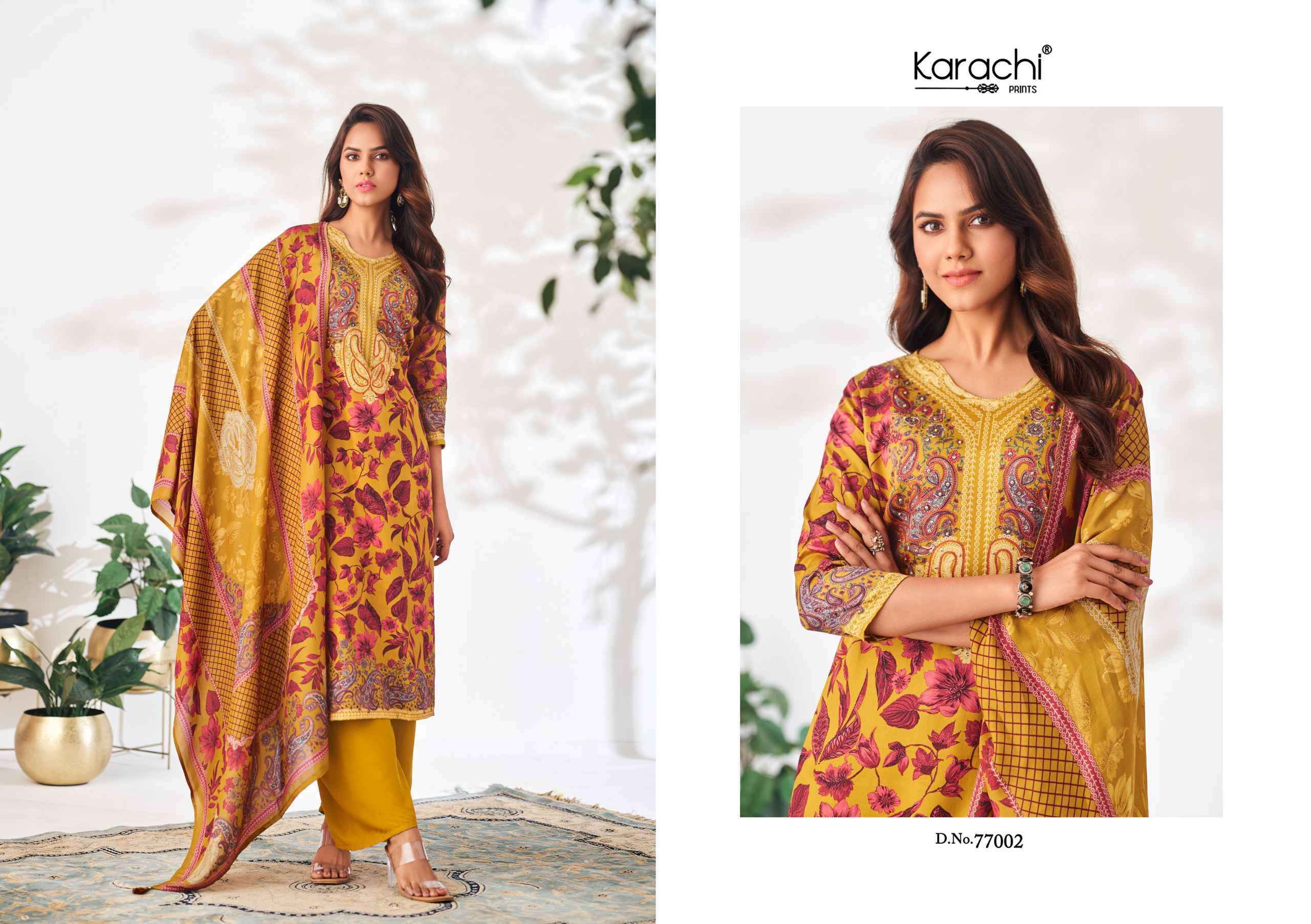 Karachi Prints Kesar Samma New Design Zam Satin Suit Dress Material Wholesale Price ( 4 Pcs Catalog )