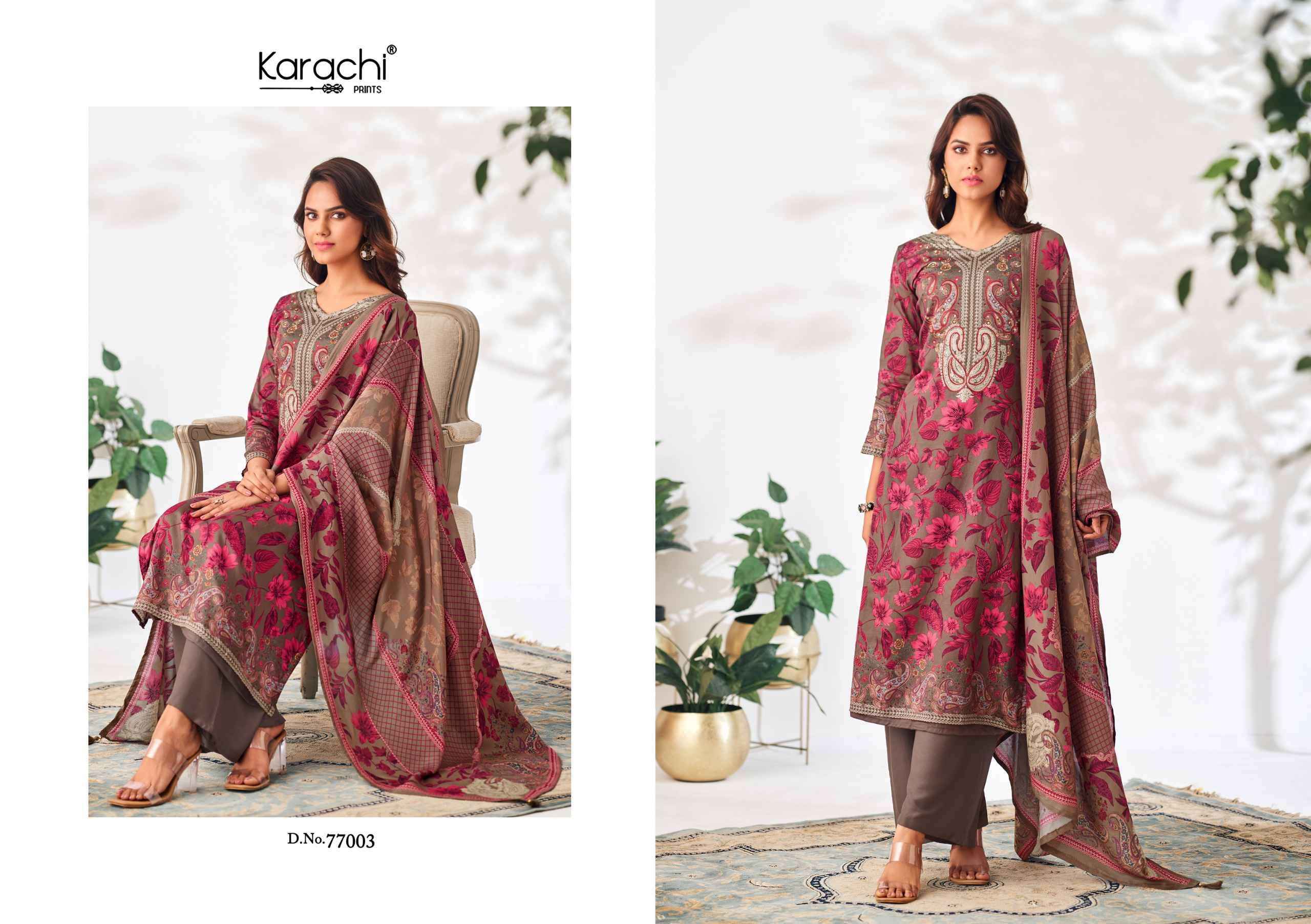 Karachi Prints Kesar Samma New Design Zam Satin Suit Dress Material Wholesale Price ( 4 Pcs Catalog )