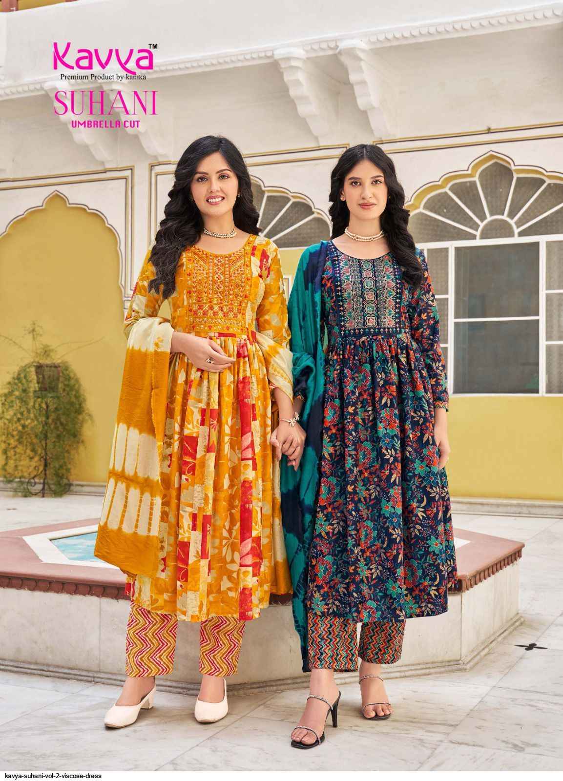 KAVYA SUHANI VOL 2 WHOLESALE VISCOSE DESIGNER READYMADE SUITS ( 10 PCS CATALOG )