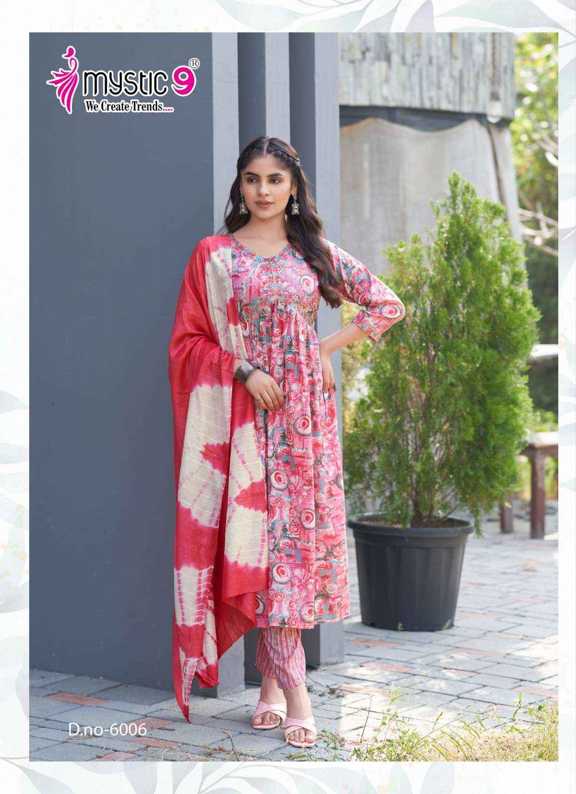 MYSTIC 9 HEENA VOL 6 WHOLESALE  PRICE ALIA CUT READYMADE SUITS ( 8 PCS CATALOG )