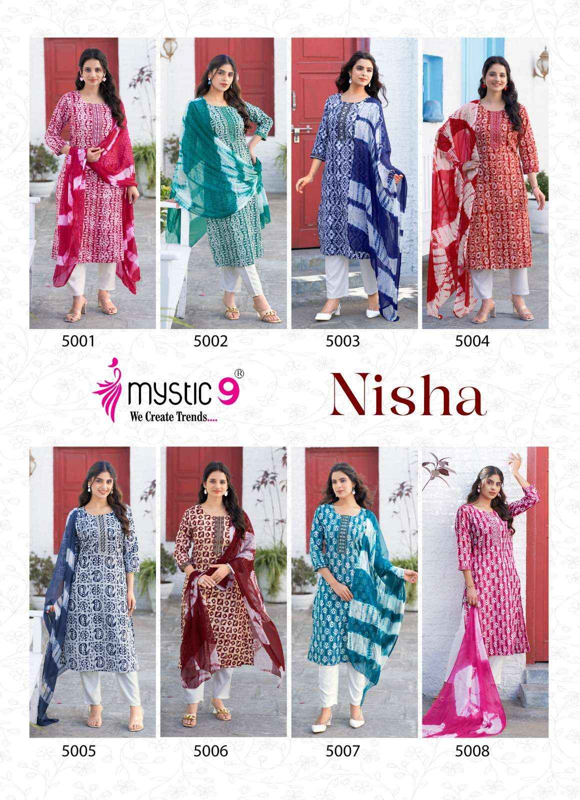 MYSTIC 9 NISHA VOL 4 COTTON BATIK PRINT FANCY READYMADE KURTI SET WHOLESALE PRICE ( 8 PCS CATALOG )