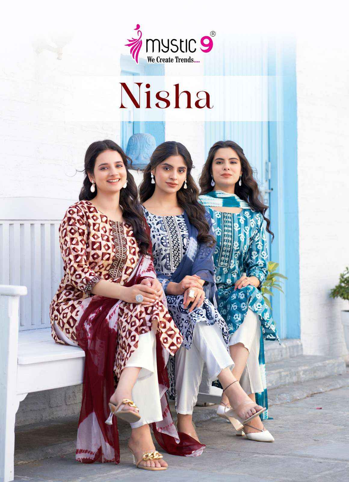 MYSTIC 9 NISHA VOL 4 COTTON BATIK PRINT FANCY READYMADE KURTI SET WHOLESALE PRICE ( 8 PCS CATALOG )