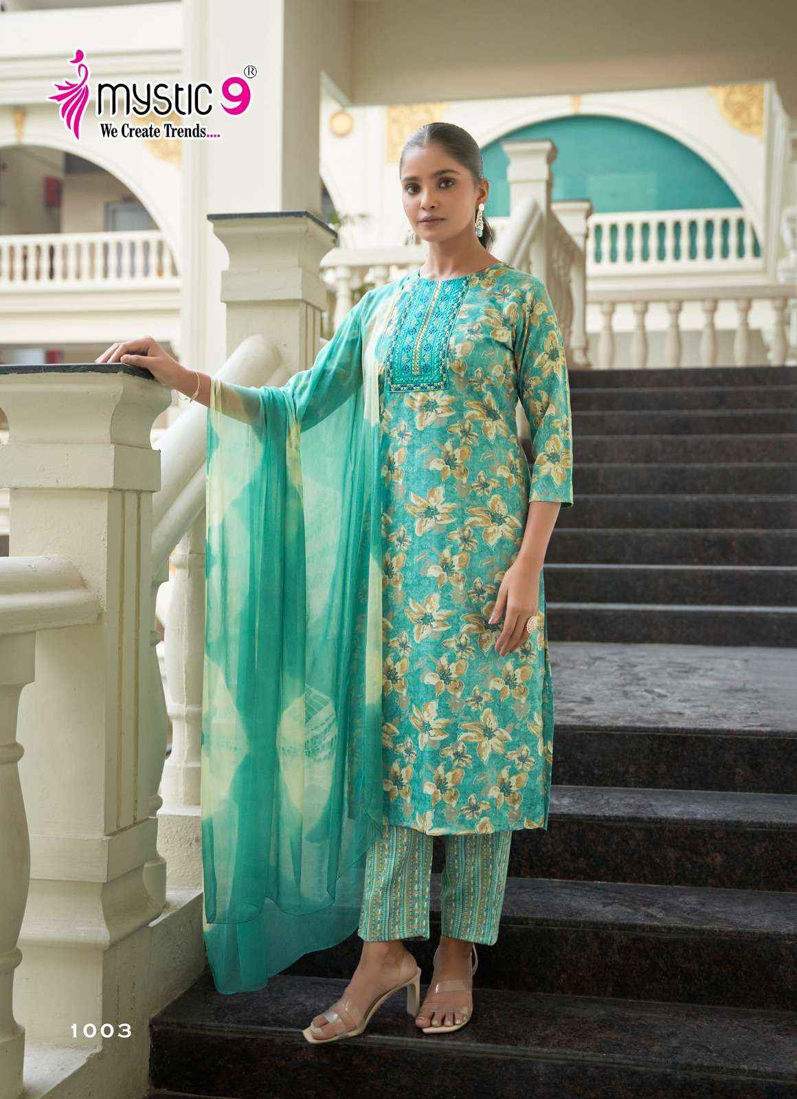 Mystic 9 Padma Vol 1 Readymade Kurti Pant Dupatta Set Wholesale Price ( 8 Pcs Catalog )