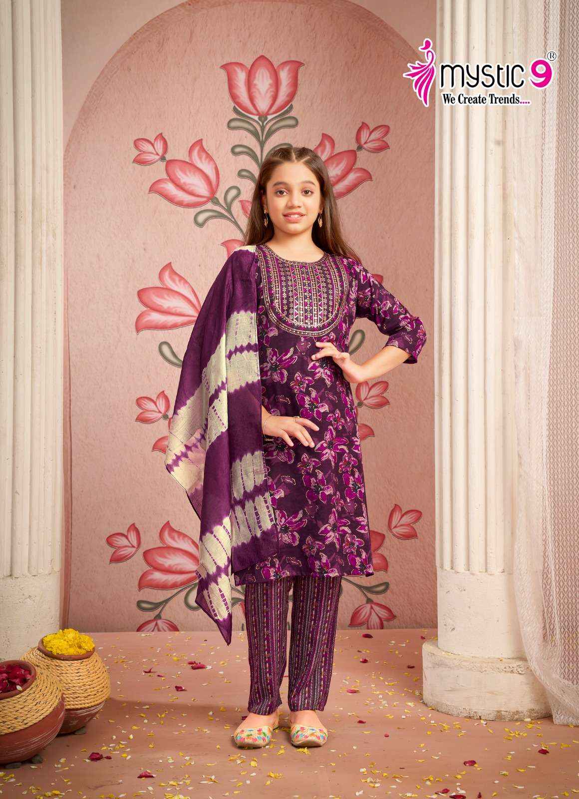 MYSTIC 9 SHAGUN VOL 1 CAPSULE FOIL PRINT FANCY KIDS WEAR KURTI COMBO SET WHOLESALE PRICE ( 8 PCS CATALOG )