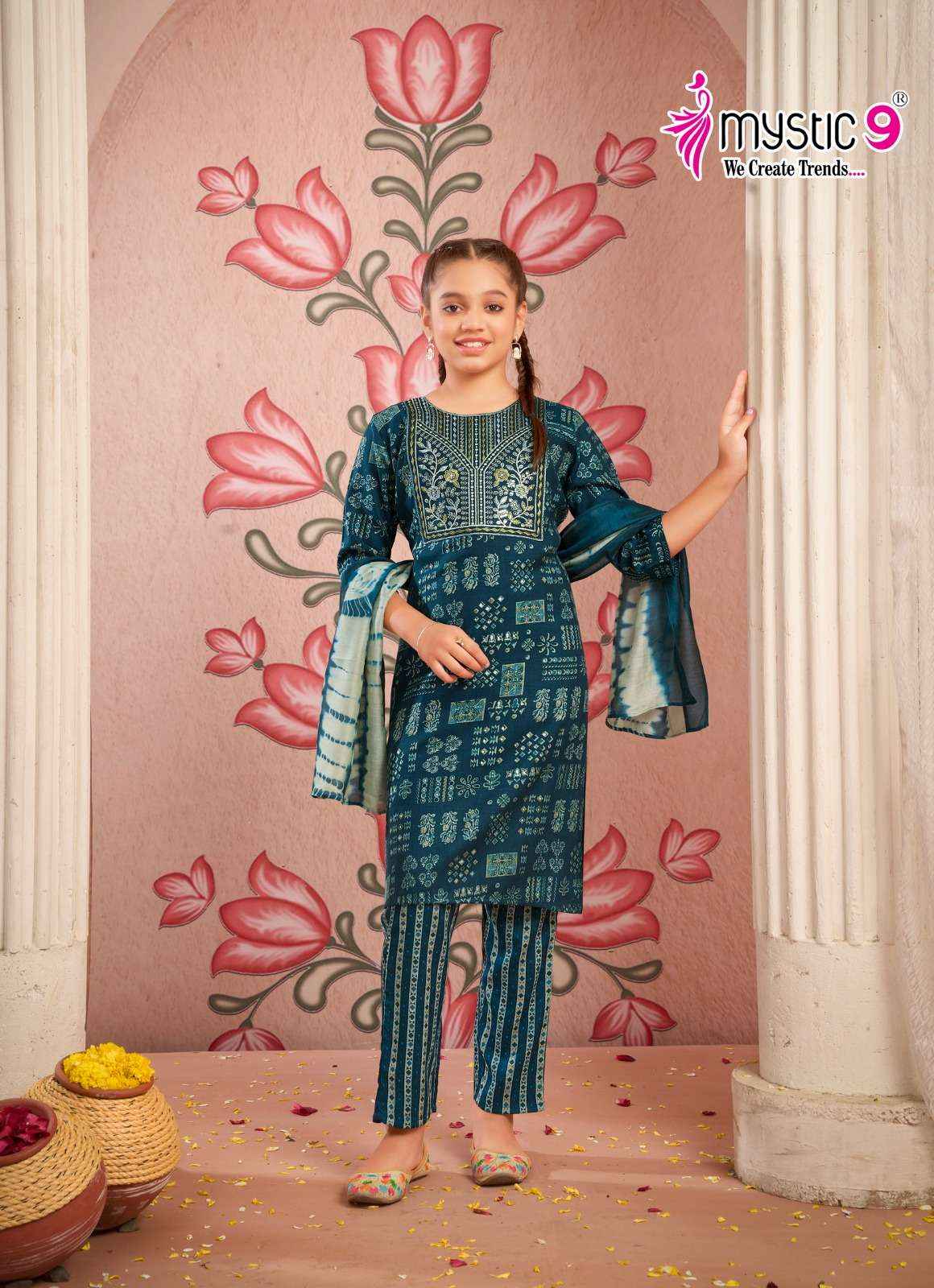 MYSTIC 9 SHAGUN VOL 1 CAPSULE FOIL PRINT FANCY KIDS WEAR KURTI COMBO SET WHOLESALE PRICE ( 8 PCS CATALOG )