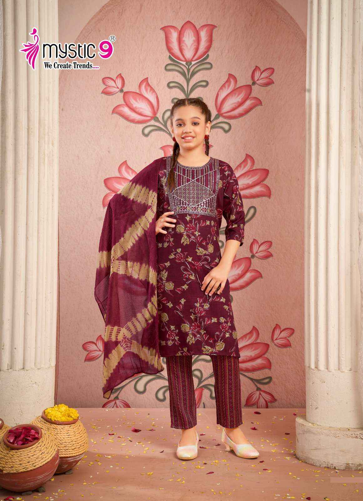 MYSTIC 9 SHAGUN VOL 1 CAPSULE FOIL PRINT FANCY KIDS WEAR KURTI COMBO SET WHOLESALE PRICE ( 8 PCS CATALOG )