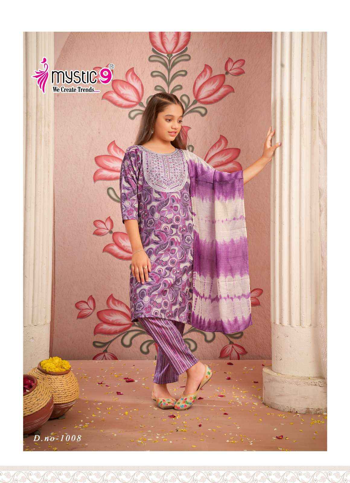 MYSTIC 9 SHAGUN VOL 1 CAPSULE FOIL PRINT FANCY KIDS WEAR KURTI COMBO SET WHOLESALE PRICE ( 8 PCS CATALOG )