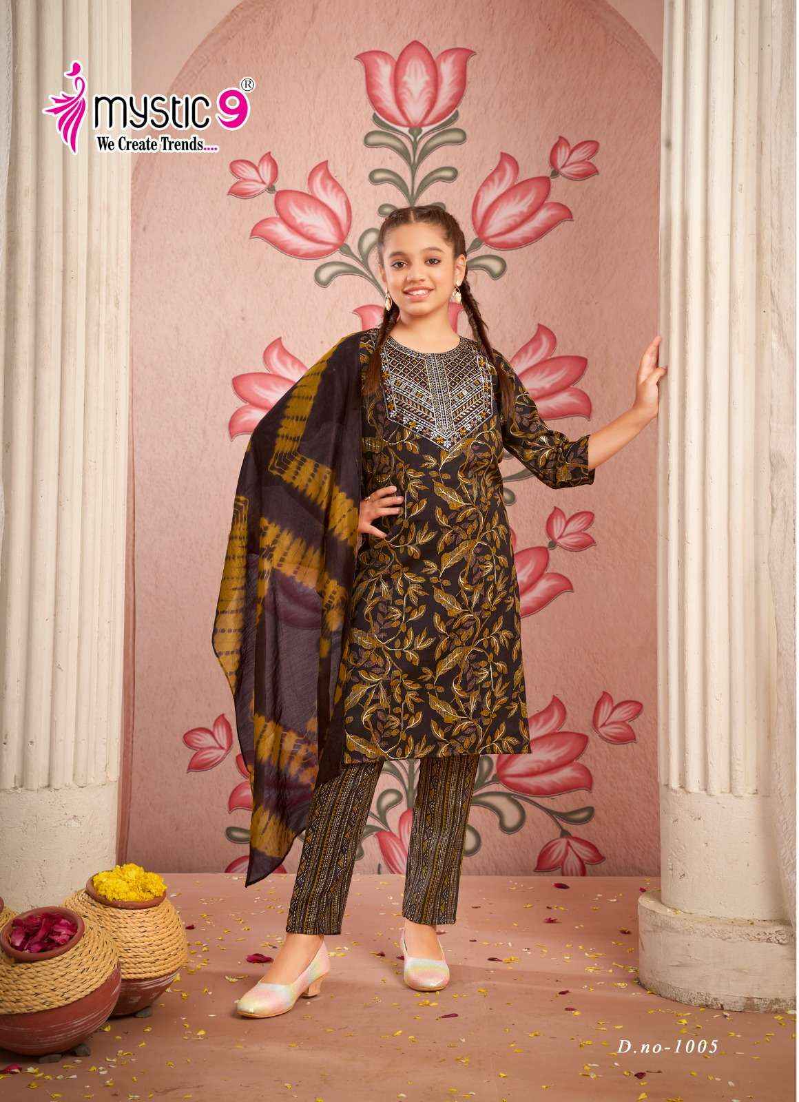 MYSTIC 9 SHAGUN VOL 1 CAPSULE FOIL PRINT FANCY KIDS WEAR KURTI COMBO SET WHOLESALE PRICE ( 8 PCS CATALOG )