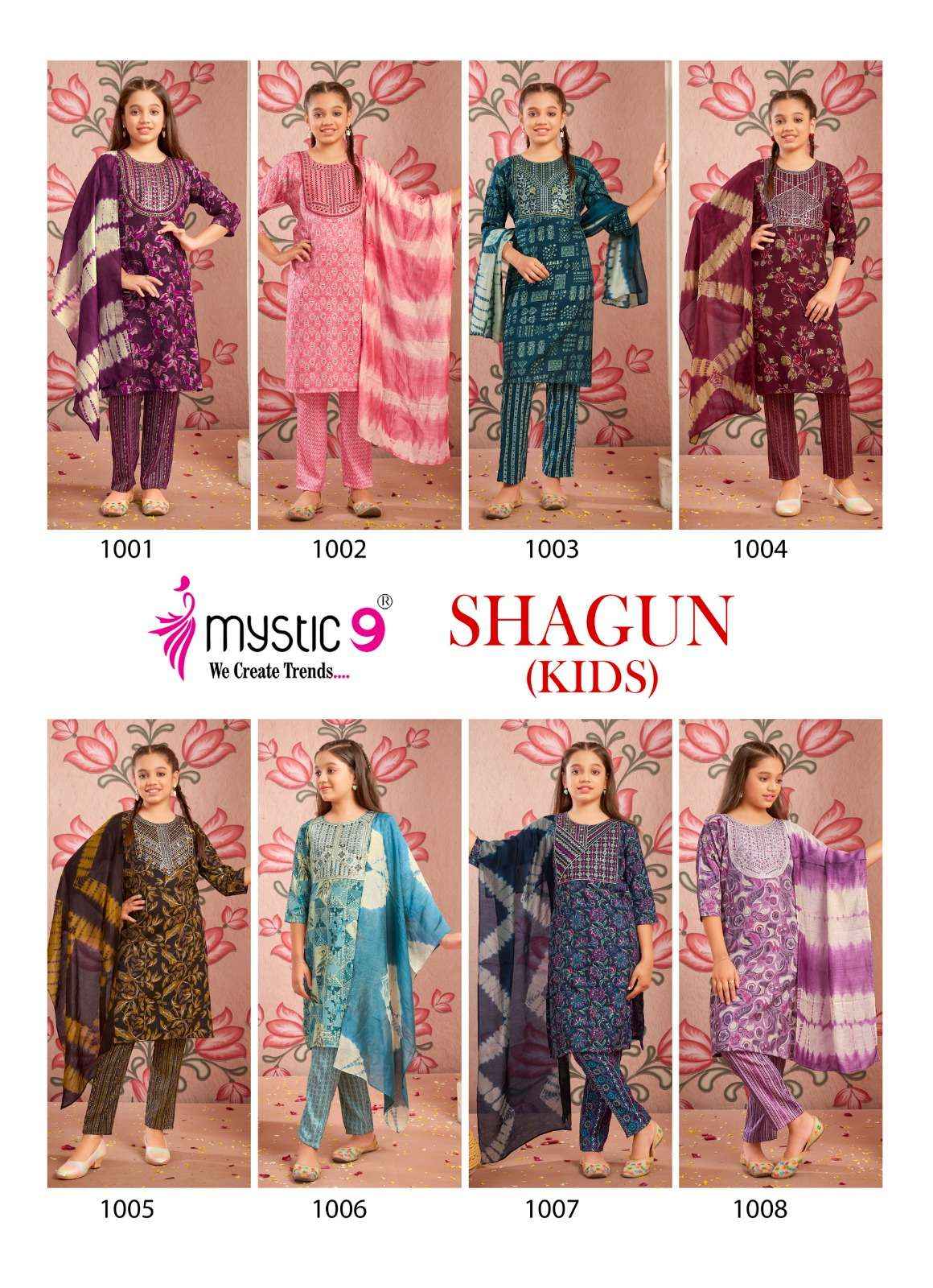 MYSTIC 9 SHAGUN VOL 1 CAPSULE FOIL PRINT FANCY KIDS WEAR KURTI COMBO SET WHOLESALE PRICE ( 8 PCS CATALOG )