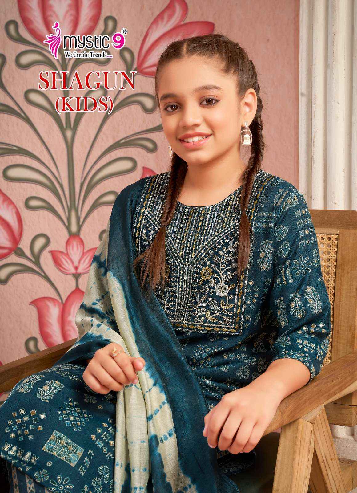 MYSTIC 9 SHAGUN VOL 1 CAPSULE FOIL PRINT FANCY KIDS WEAR KURTI COMBO SET WHOLESALE PRICE ( 8 PCS CATALOG )