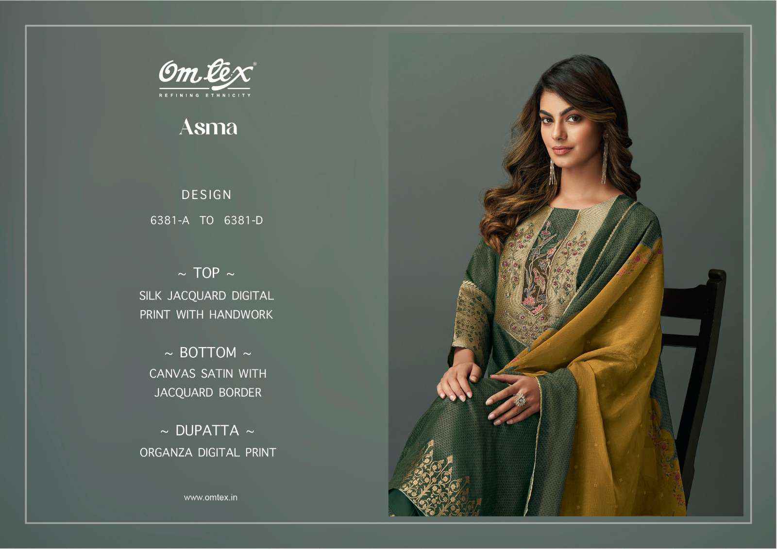 Omtex Asma Partywear Style Jacquard Silk Suit Dress Material Wholesale Price ( 4 Pcs Catalog )