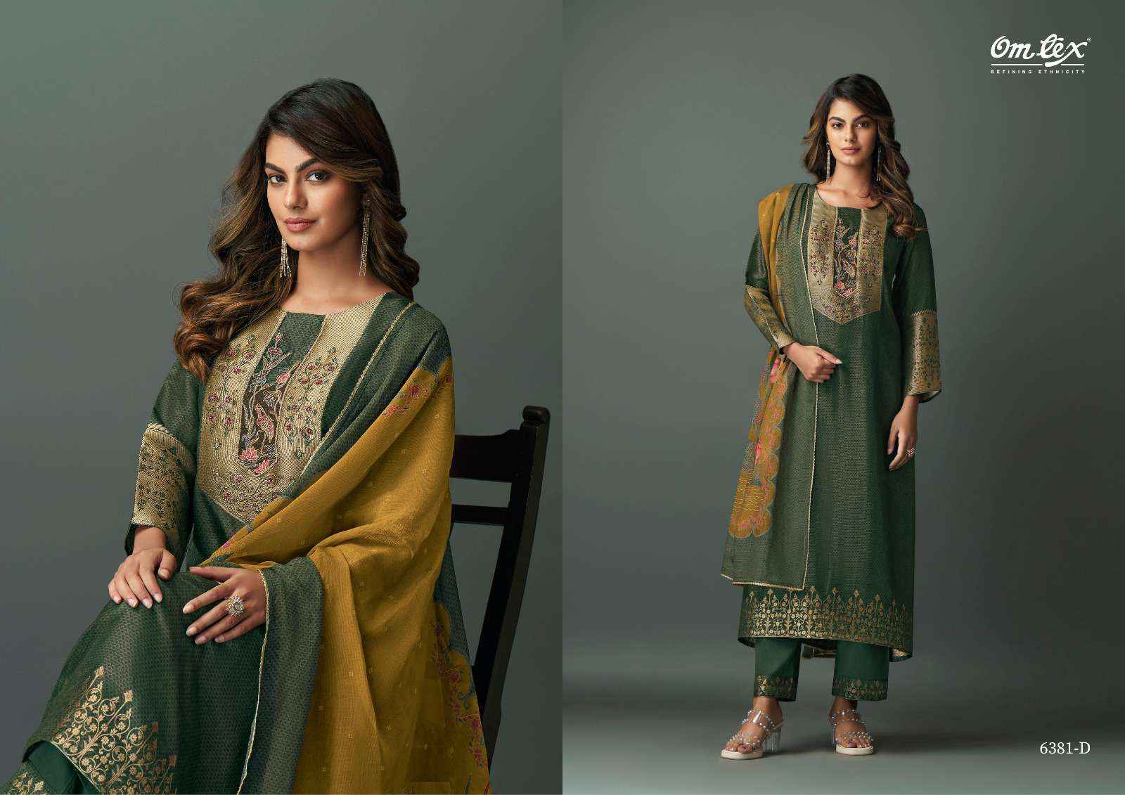 Omtex Asma Partywear Style Jacquard Silk Suit Dress Material Wholesale Price ( 4 Pcs Catalog )