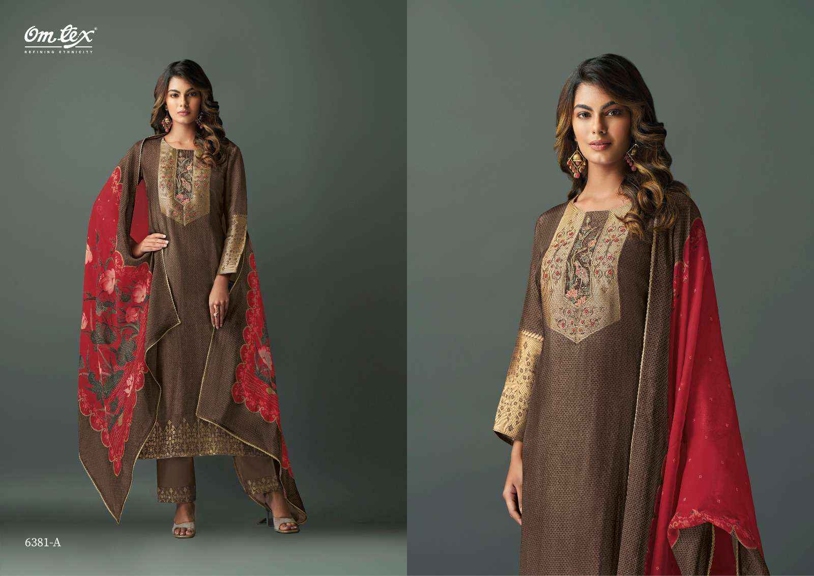 Omtex Asma Partywear Style Jacquard Silk Suit Dress Material Wholesale Price ( 4 Pcs Catalog )