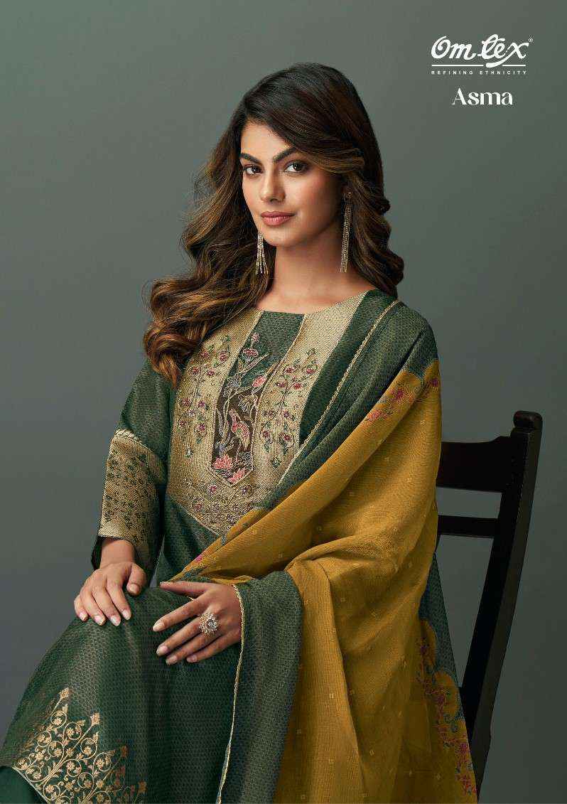 Omtex Asma Partywear Style Jacquard Silk Suit Dress Material Wholesale Price ( 4 Pcs Catalog )