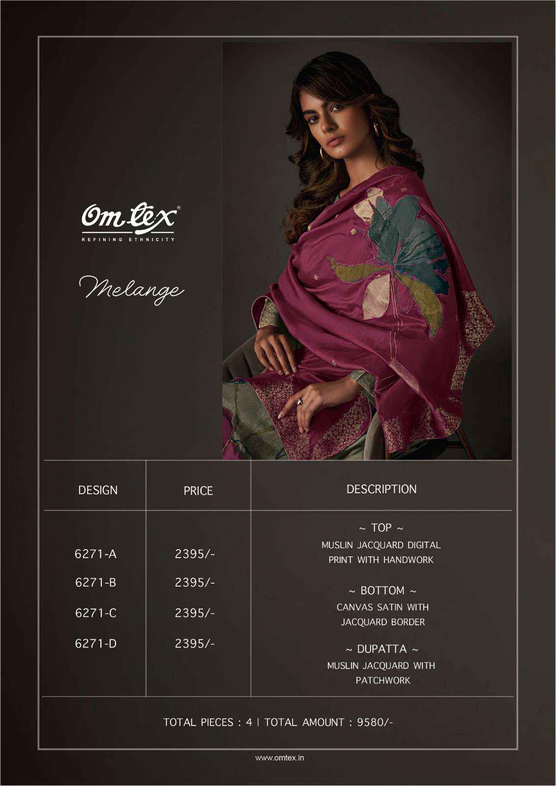 Omtex Milange Exclusive Muslin Jacquard Suit Dress Material Wholesale Price ( 4 Pcs Catalog )