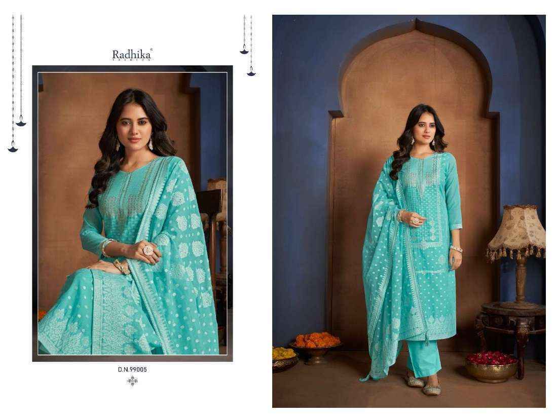 Radhika Fashion Azara Banarasi Adha Cotton Jacquard Dress Material Wholesale Price ( 6 Pcs Catalog )