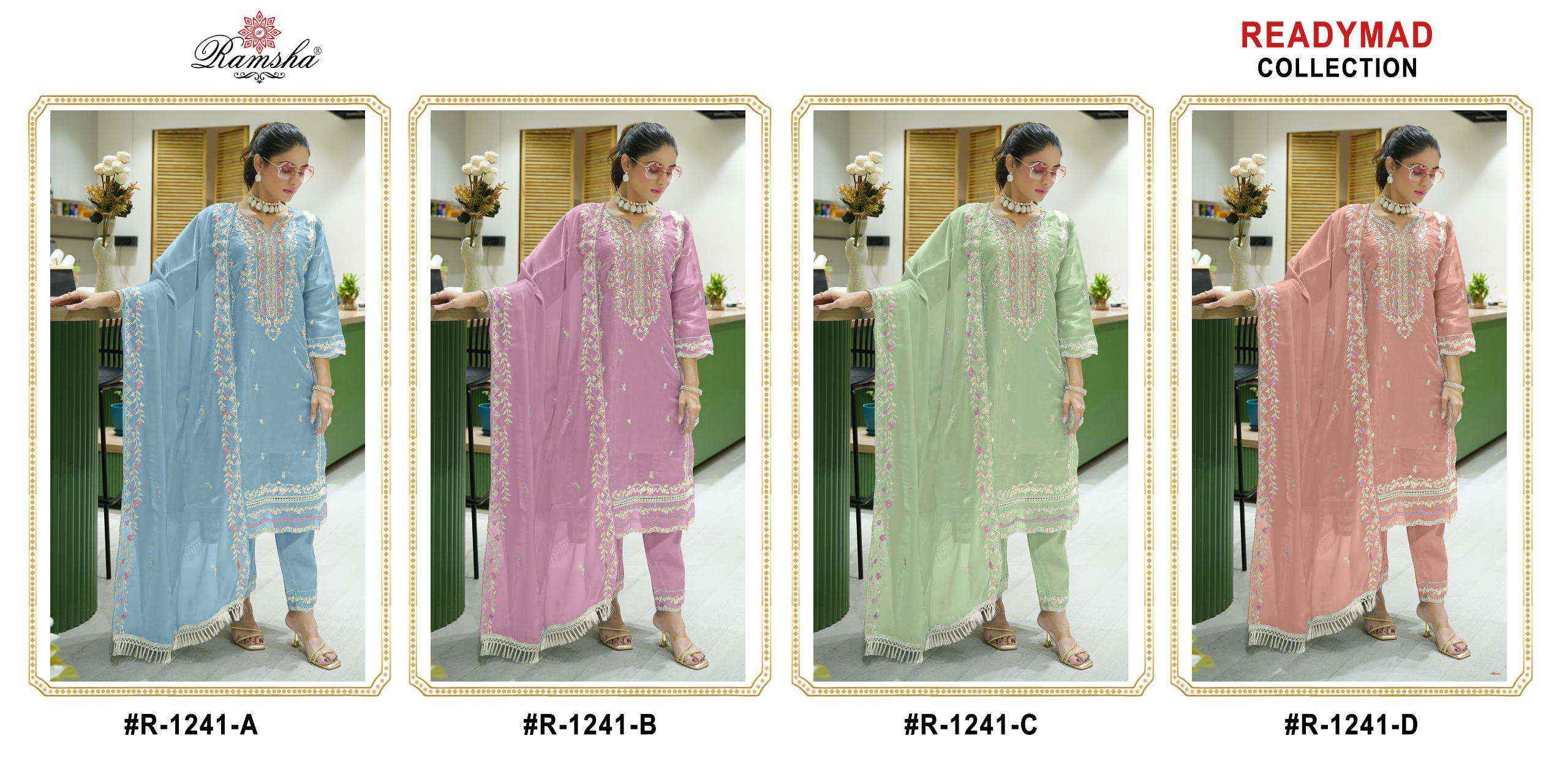 RAMSHA R 1241 BEAUTIFIUL DESIGNER READY MADE PAKISTANI DRESS WHOLESALE PRICE ( 4 PCS CATALOG )