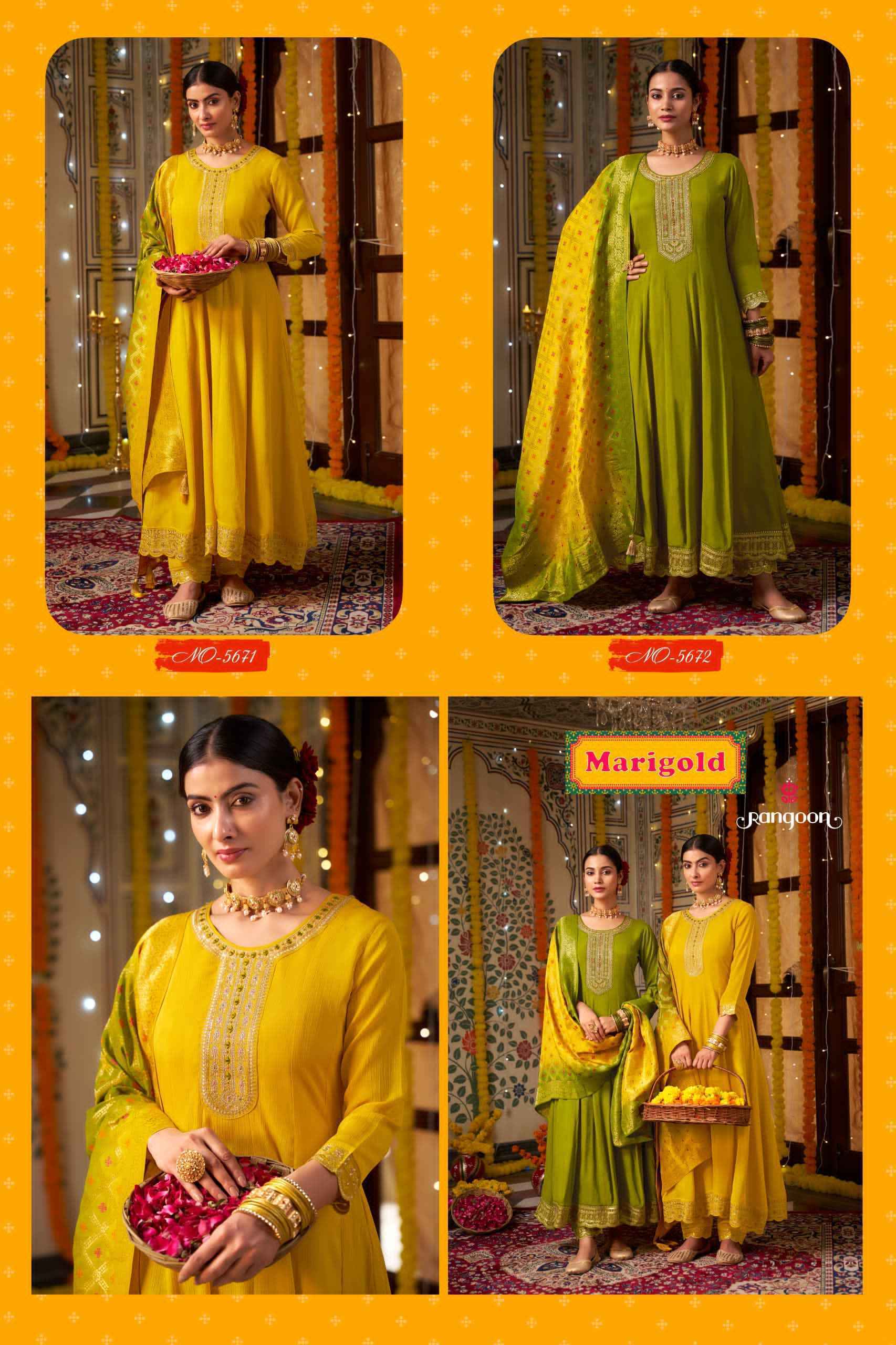 Rangoon Merigold Wholesale Silk Readymade Designer Suits ( 2 Pcs Catalouge )