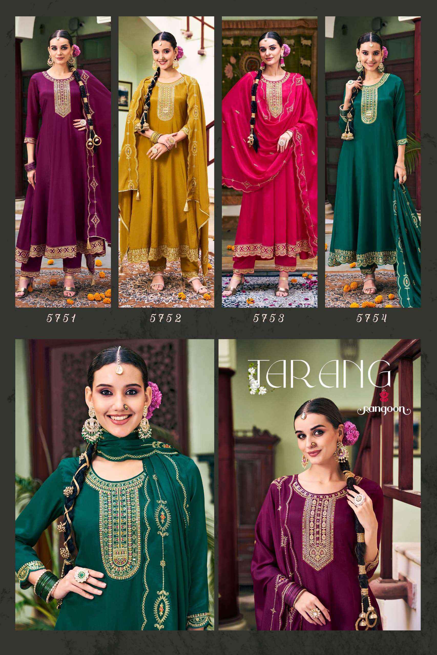 Rangoon Tarang Readymade Chinon Silk Dress Wholesale Price ( 4 Pcs Catalog )