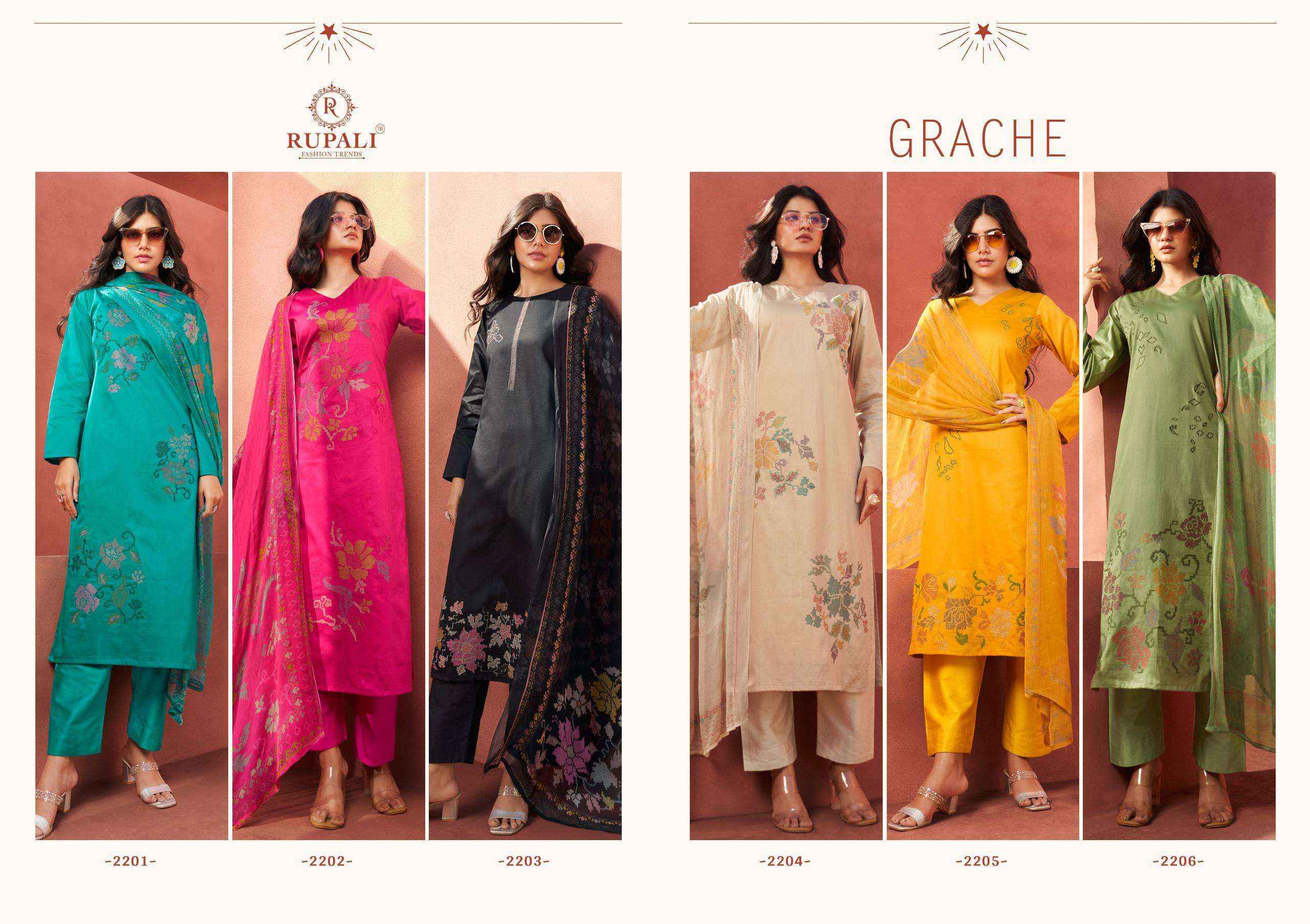 Rupali Fashion Grache Fancy Jam Satin Ladies Dress Material Wholesale Price ( 6 Pcs Catalog )