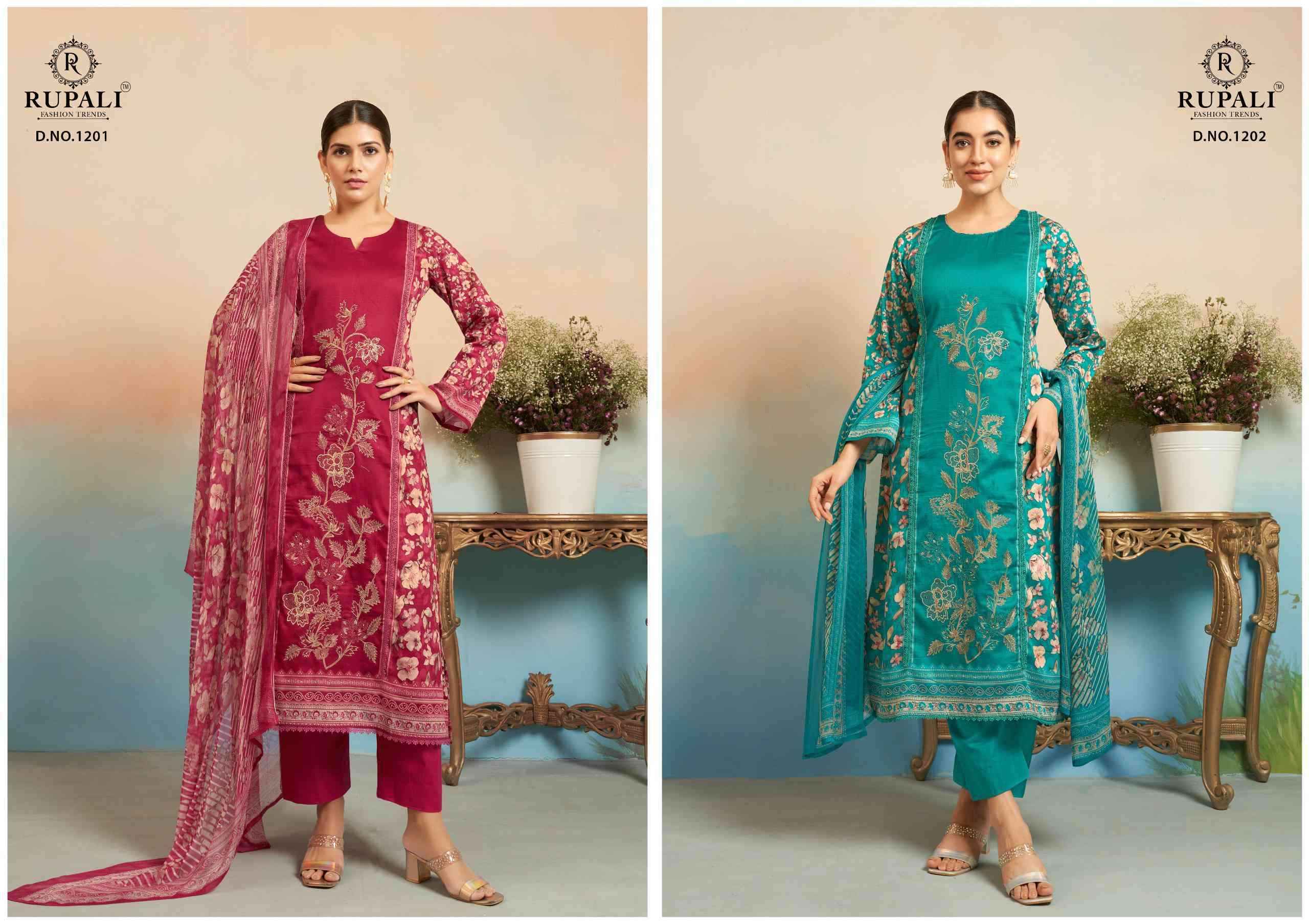 Rupali Fashion Gulbagh Pure Jam Satin Fancy Dress Material Wholesale Price ( 4 Pcs Catalog )