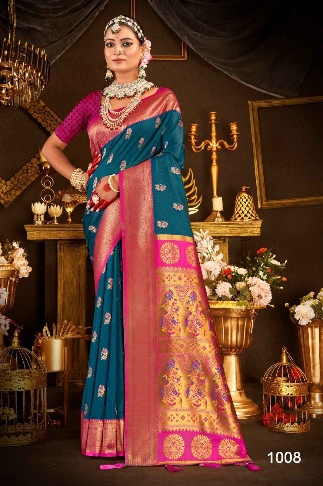 Saroj Nath Paithani Swarovski Silk Saree Wholesale Price ( 8 Pcs Catalog )