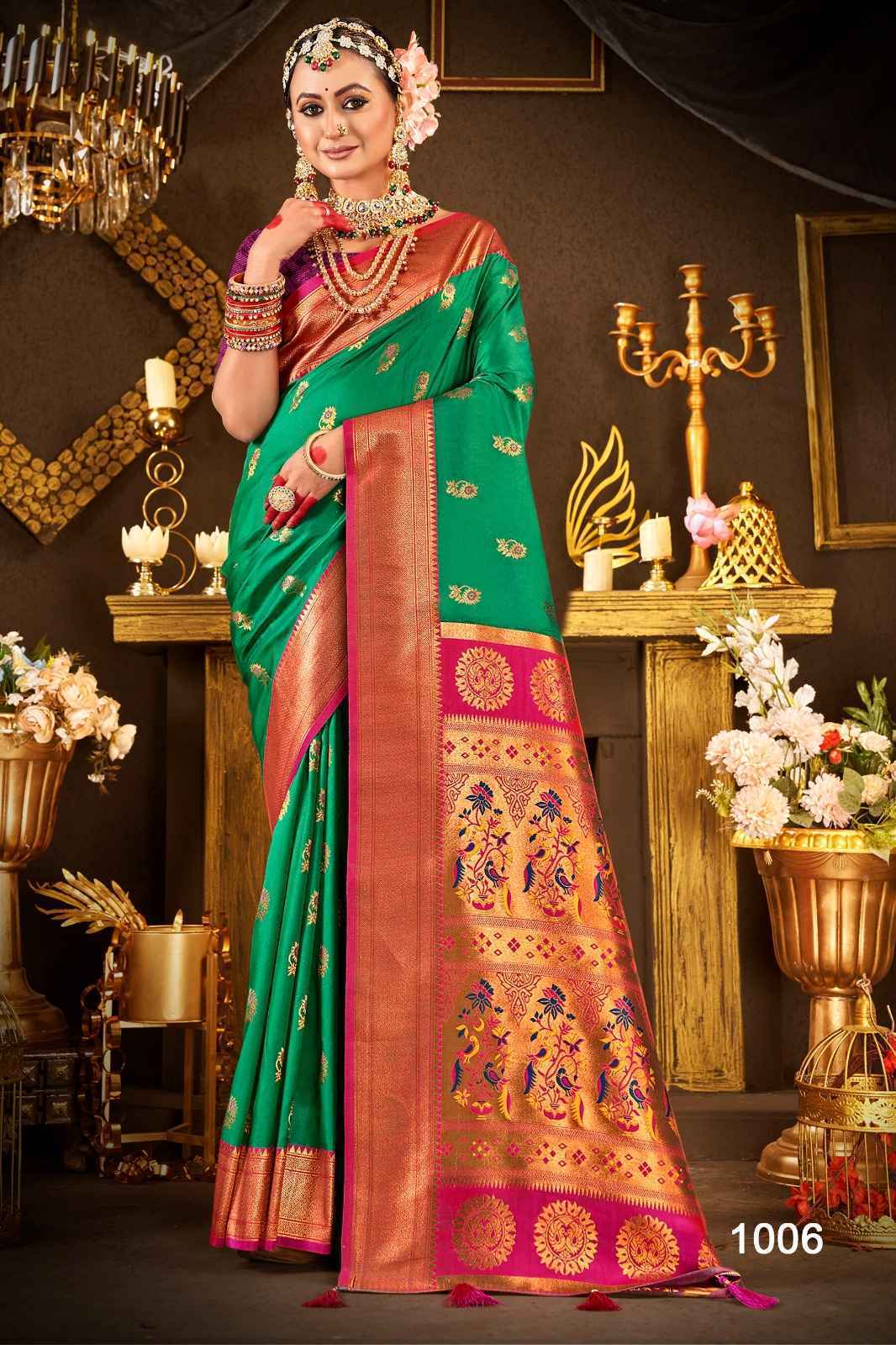 Saroj Nath Paithani Swarovski Silk Saree Wholesale Price ( 8 Pcs Catalog )