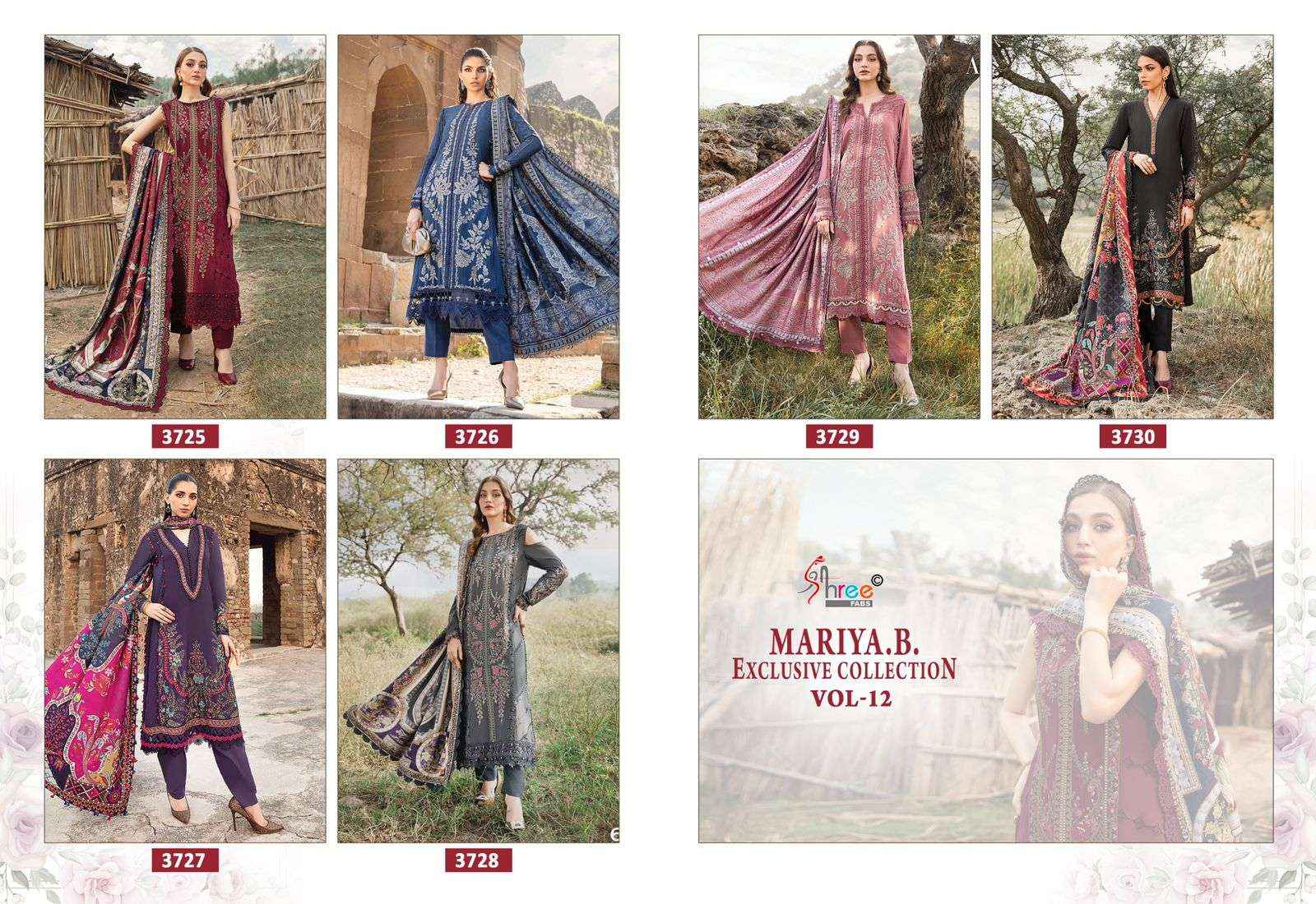 SHREE FABS MARIA B EXCLUSIVE COLLECTION VOL 12 RAYON SALWAR KAMEEZ ( 6 PCS CATALOG )