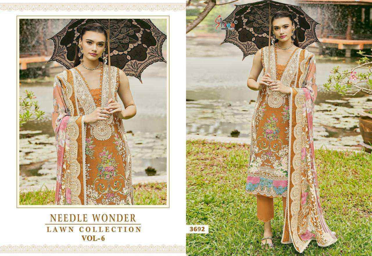 Shree Fabs Needle Wonder Lawn Collection Vol 6 Pakistani Pure Cotton Suit Dress Material Wholesale Price ( 6 Pcs Catalog )