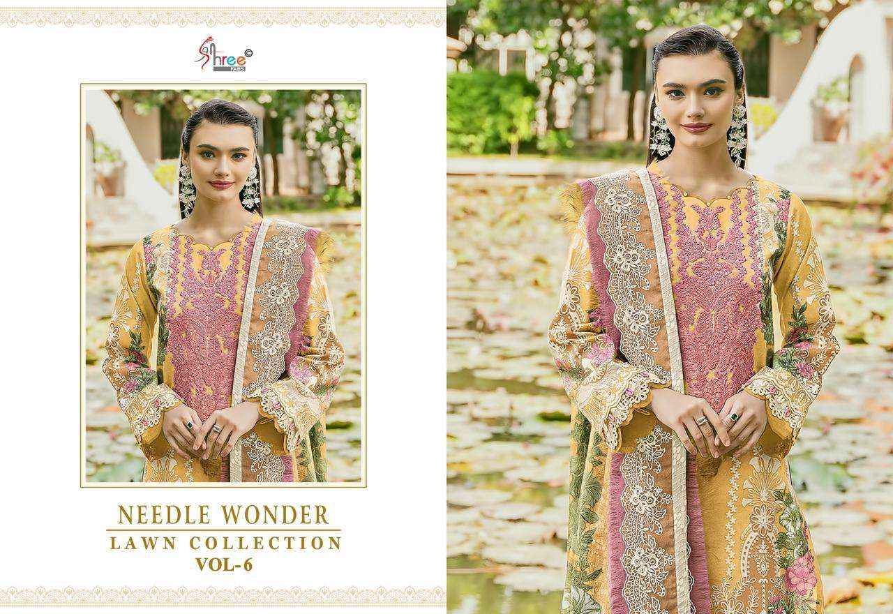 Shree Fabs Needle Wonder Lawn Collection Vol 6 Pakistani Pure Cotton Suit Dress Material Wholesale Price ( 6 Pcs Catalog )