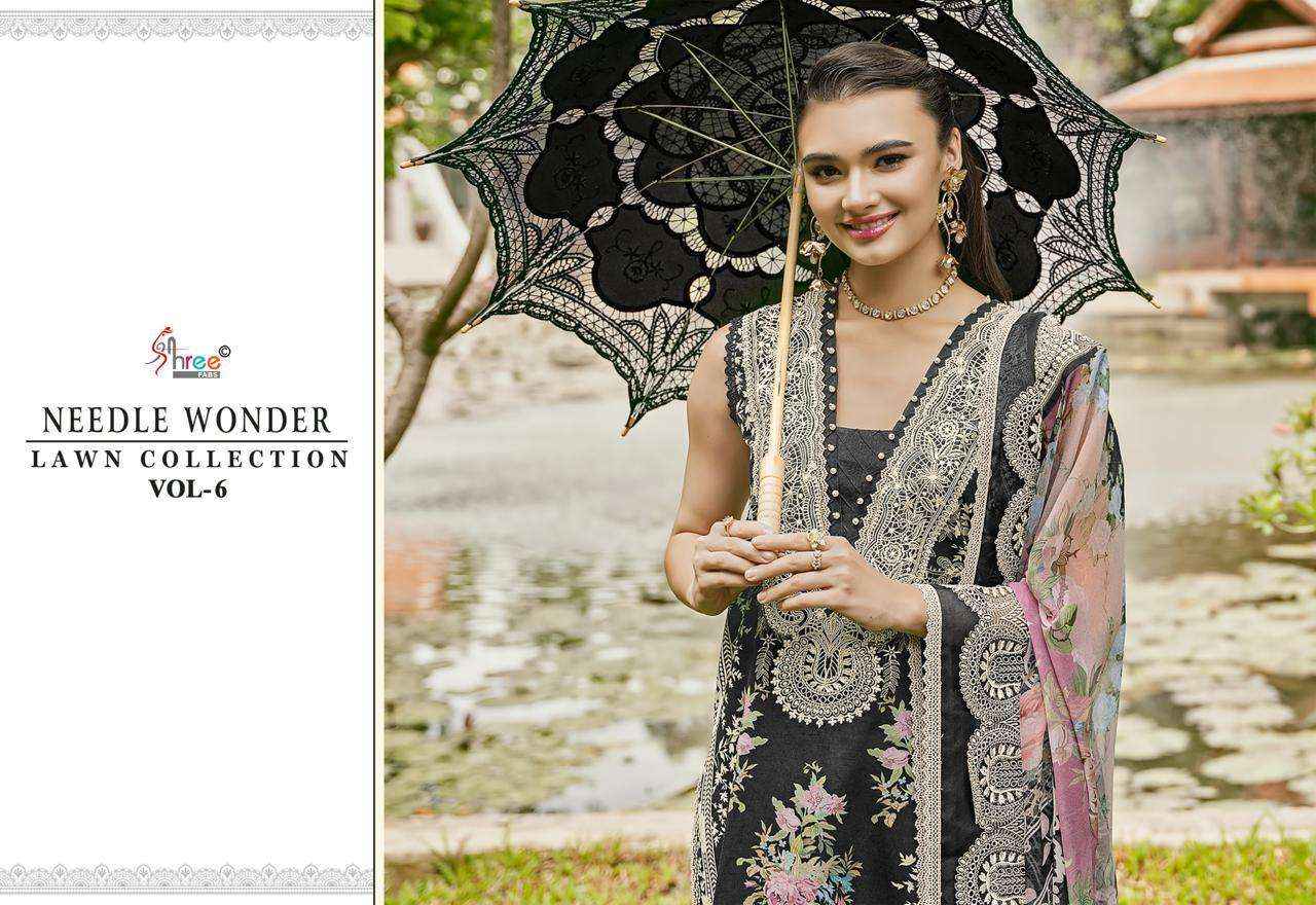 Shree Fabs Needle Wonder Lawn Collection Vol 6 Pakistani Pure Cotton Suit Dress Material Wholesale Price ( 6 Pcs Catalog )