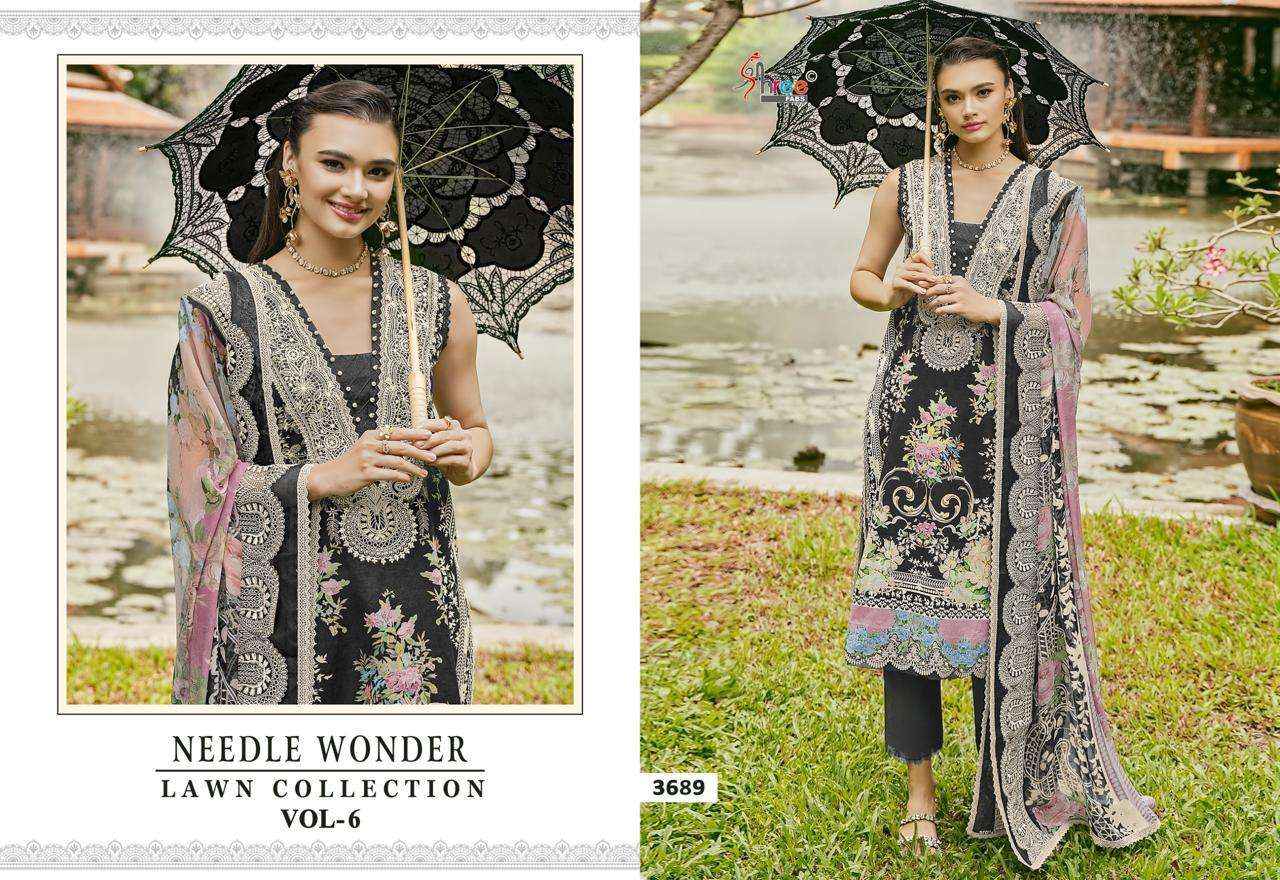 Shree Fabs Needle Wonder Lawn Collection Vol 6 Pakistani Pure Cotton Suit Dress Material Wholesale Price ( 6 Pcs Catalog )