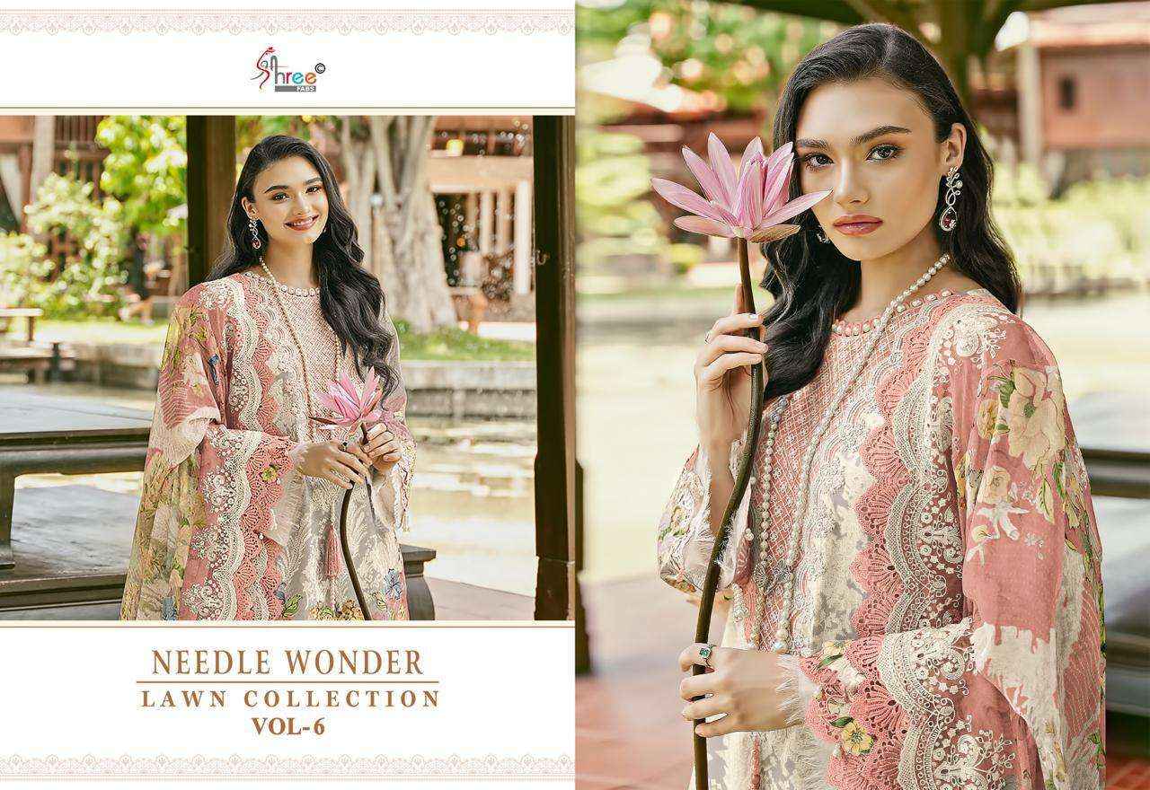 Shree Fabs Needle Wonder Lawn Collection Vol 6 Pakistani Pure Cotton Suit Dress Material Wholesale Price ( 6 Pcs Catalog )