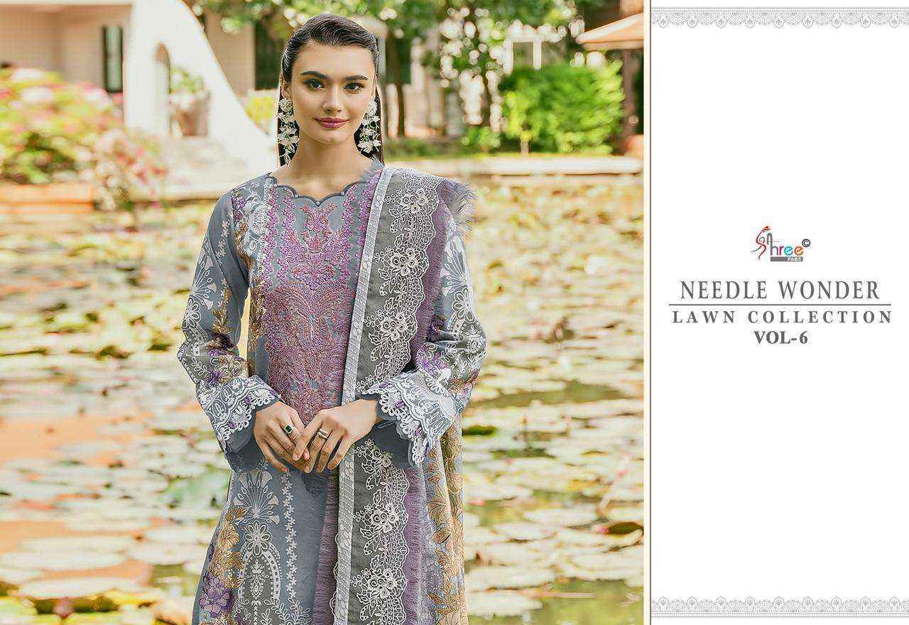 Shree Fabs Needle Wonder Lawn Collection Vol 6 Pakistani Pure Cotton Suit Dress Material Wholesale Price ( 6 Pcs Catalog )