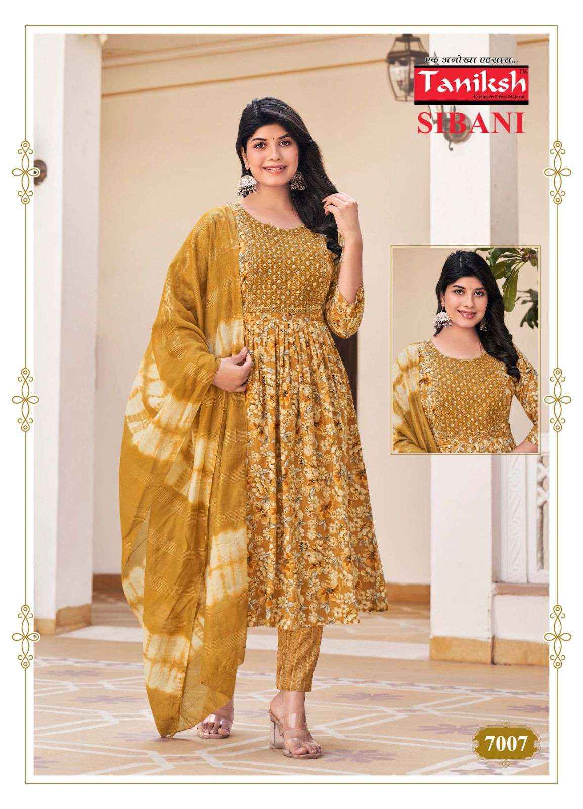 Taniksh Sibani Vol 7 Rayon Anarkali Suit Pant Dupatta Set Wholesale Price ( 8 Pcs Catalog )