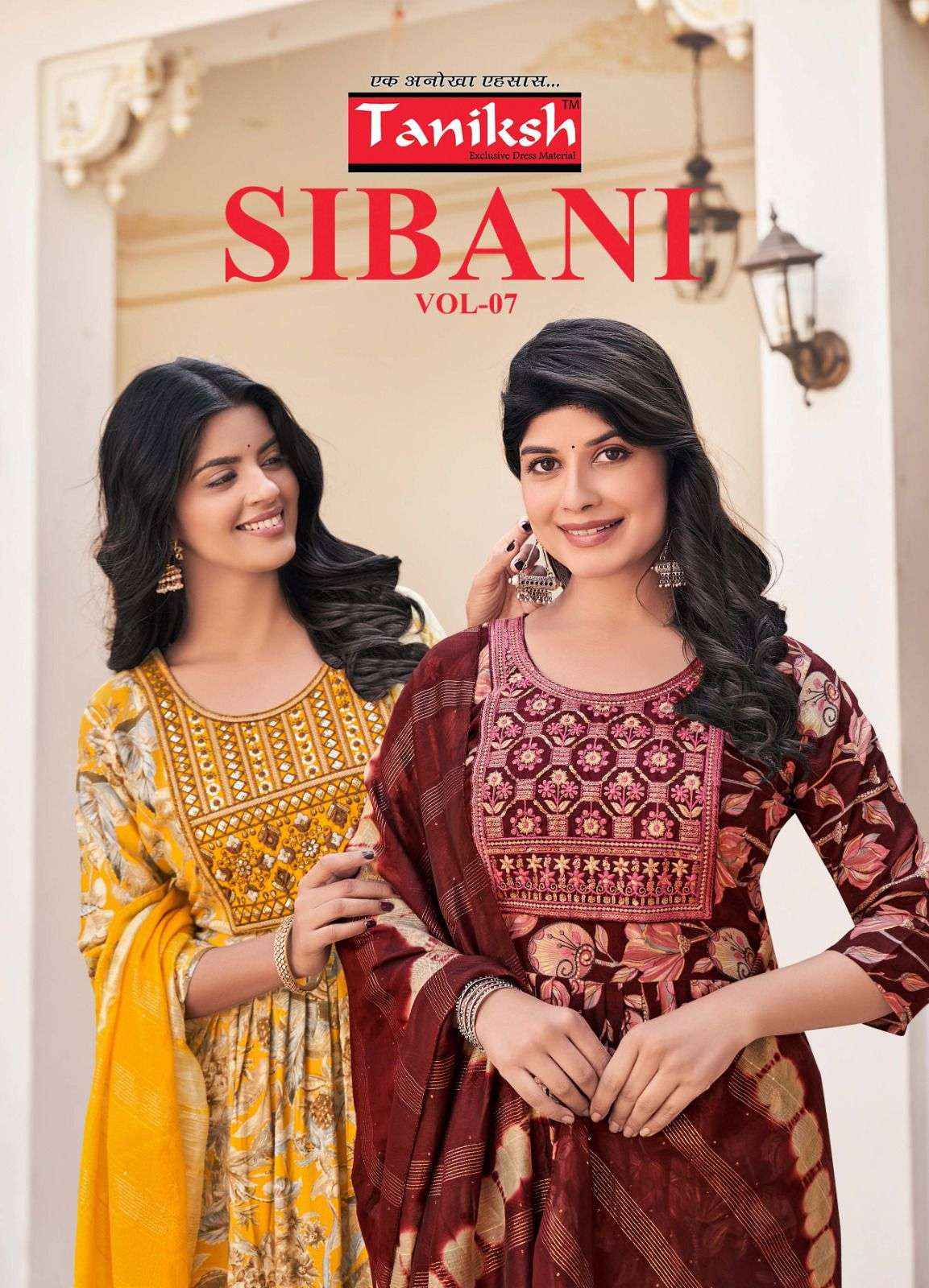 Taniksh Sibani Vol 7 Rayon Anarkali Suit Pant Dupatta Set Wholesale Price ( 8 Pcs Catalog )