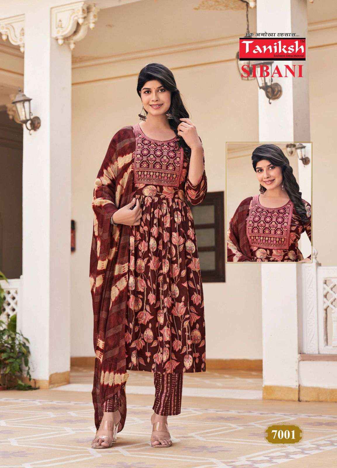 Taniksh Sibani Vol 7 Rayon Anarkali Suit Pant Dupatta Set Wholesale Price ( 8 Pcs Catalog )