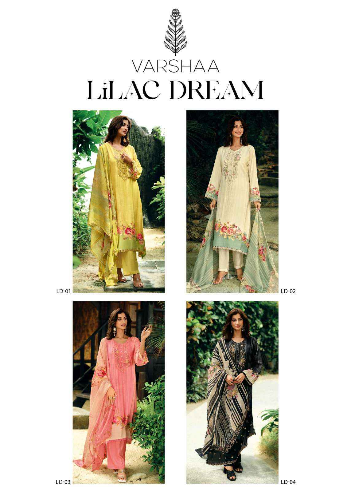 Varsha Lilac Dream Fancy Muslin Ladies Dress Material Wholesale Price ( 4 Pcs Catalog )