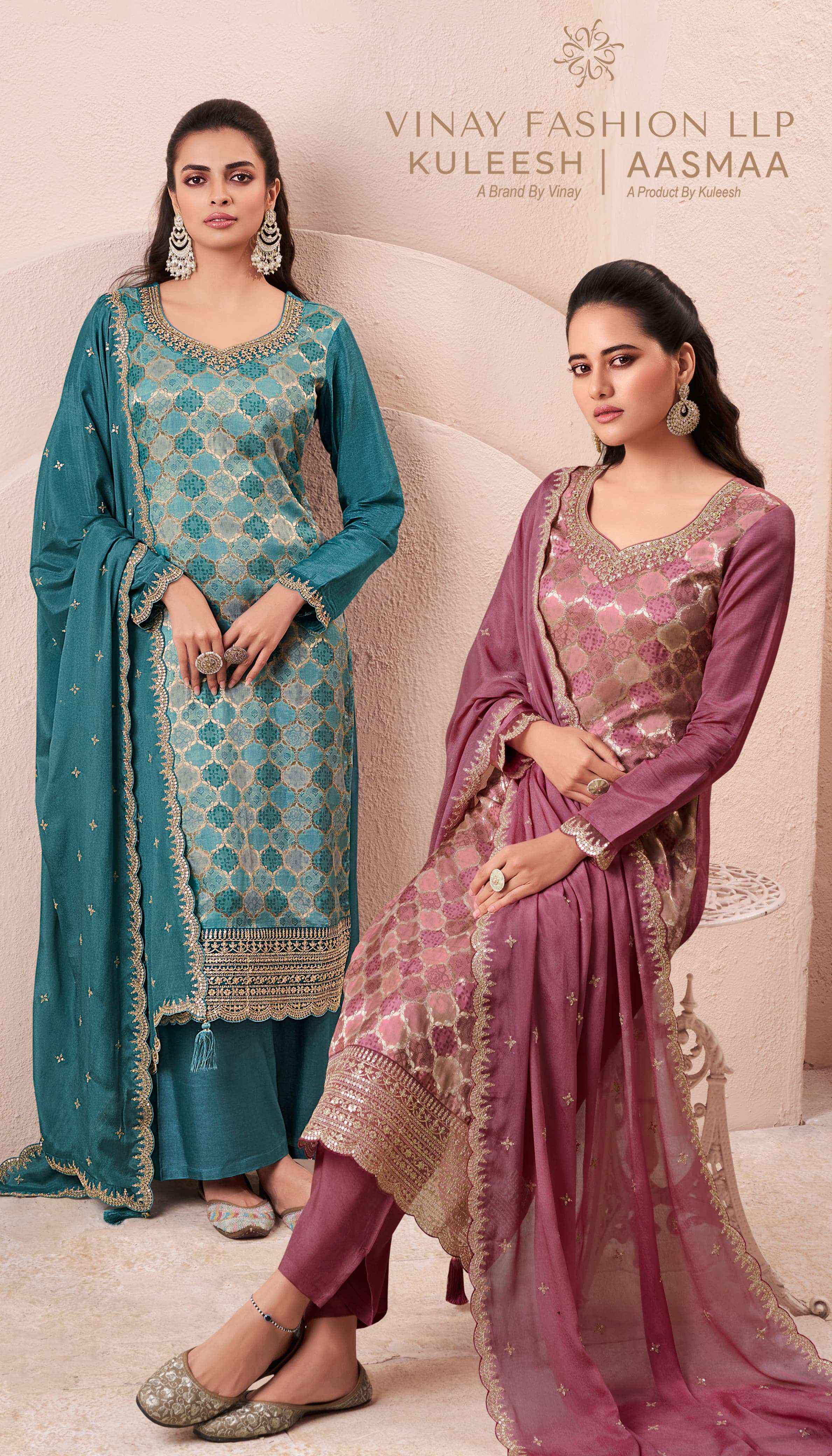 VINAY FASHION KULEESH AASMAA SILK DESIGNER TRADITIONAL SUITS ( 4 PCS CATALOG )